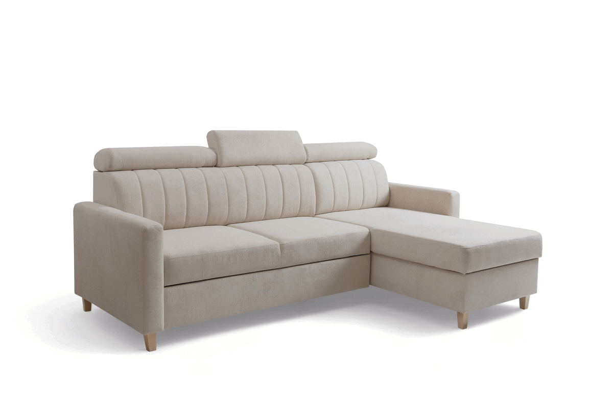 Rohová pohovka Vario s rozkladem univerzální pravolevá - béžová pletenina Freya 210-03 Rohová sedací souprava Vario rozkládací uniwersalny prawo/levá - béžová Pletenina Freya 210-03