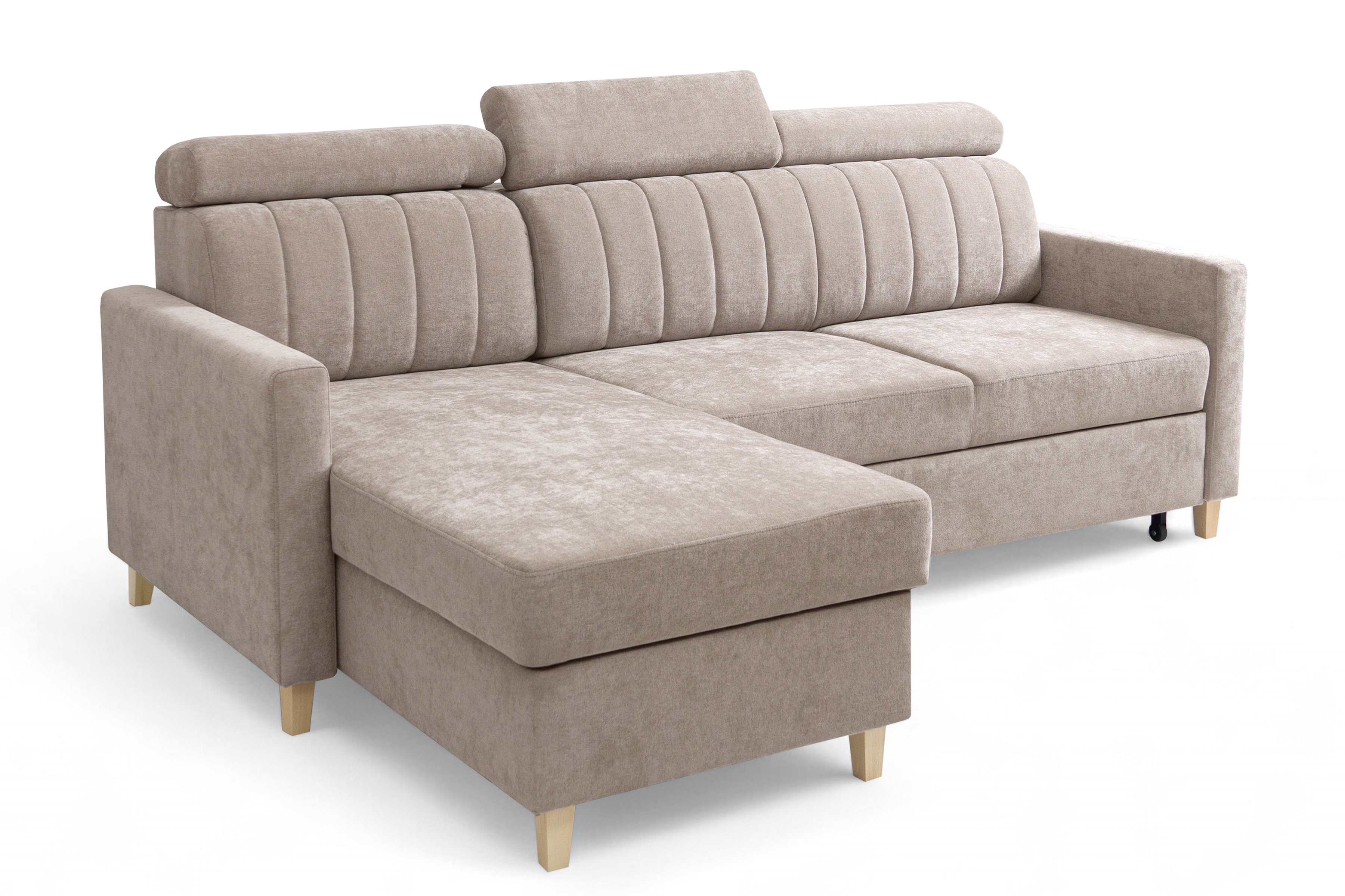 Rozkladacia rohová sedačka Vario univerzálna - béžová žinylka Wind 11 Rohová sedacia súprava Vario s funkciou spánku uniwersalny prawo/Ľavá strana - béžový šenil Wind 11 