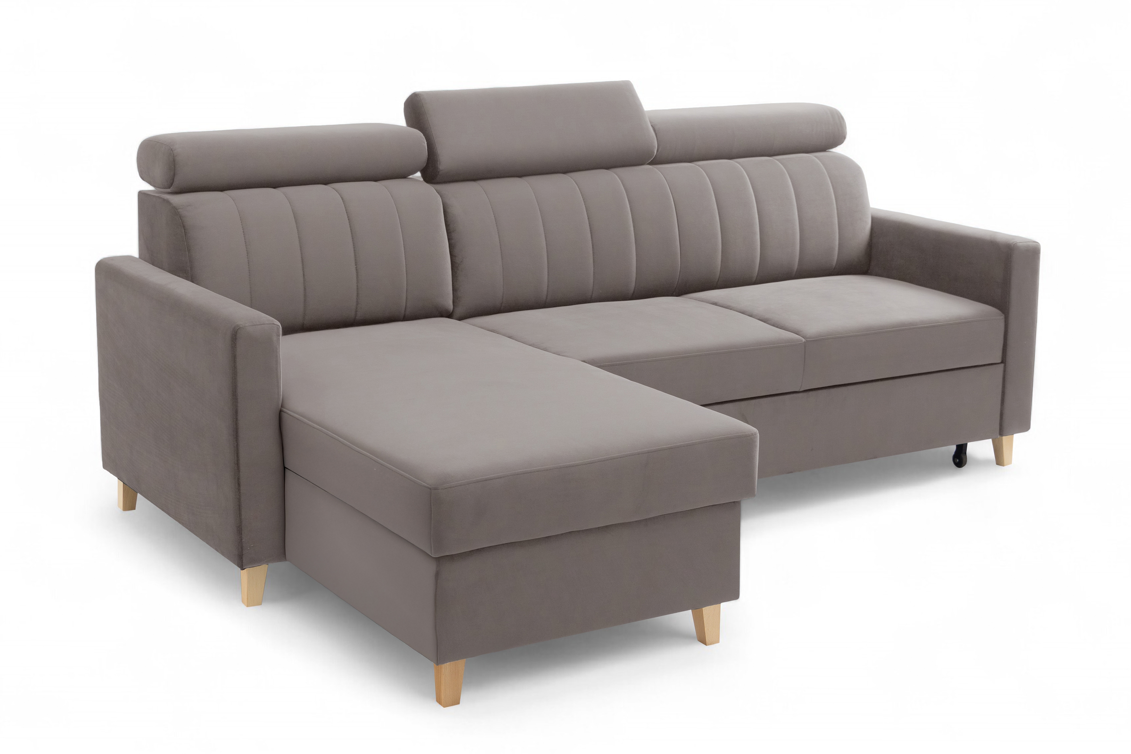 Rohová sedacia súprava Vario s rozkladacou funkciou univerzálna - tmavobéžový zamat Jasmine 25 Rohová sedacia súprava Vario s funkciou spánku uniwersalny prawo/Ľavá strana - tmavobéžová velúr Jasmine 25 