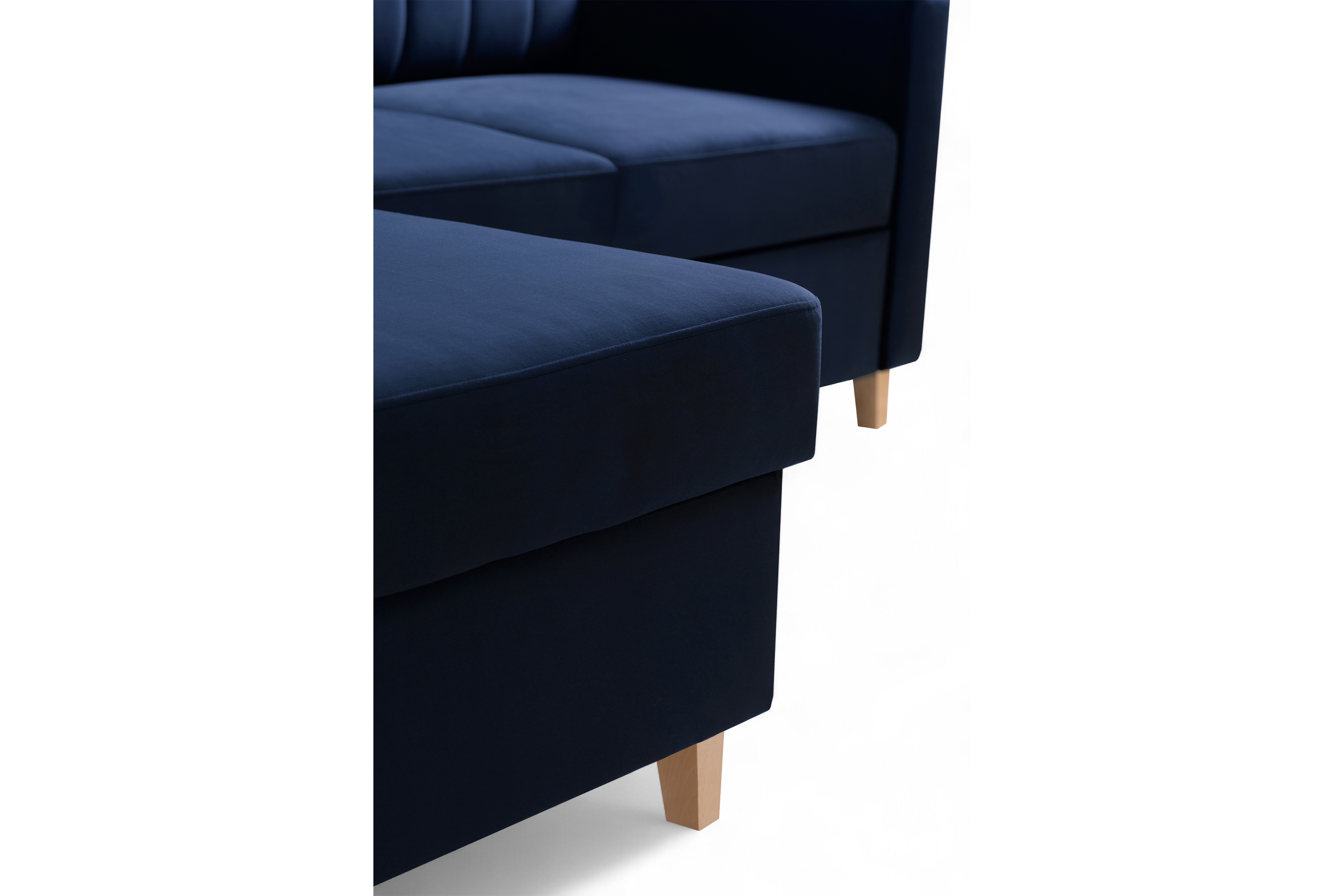 Rozkladacia rohová sedacia súprava Vario univerzálna – tmavomodrý zamat Bluvel 86 Rohová sedacia súprava Vario s funkciou spánku uniwersalny prawo/Ľavá strana - námornícka modrá velúr Bluvel 86