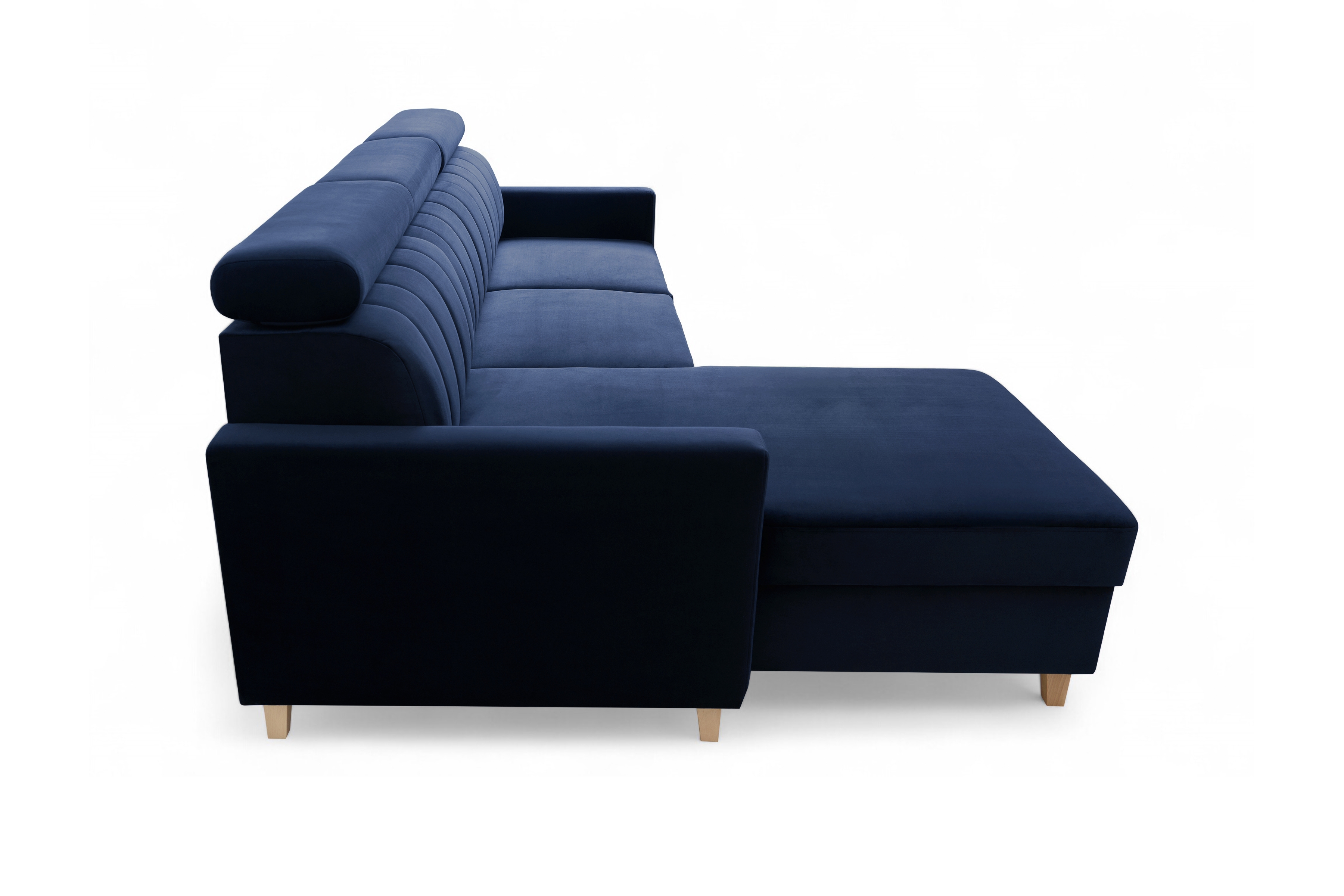 Rozkladacia rohová sedacia súprava Vario univerzálna – tmavomodrý zamat Bluvel 86 Rohová sedacia súprava Vario s funkciou spánku uniwersalny prawo/Ľavá strana - námornícka modrá velúr Bluvel 86