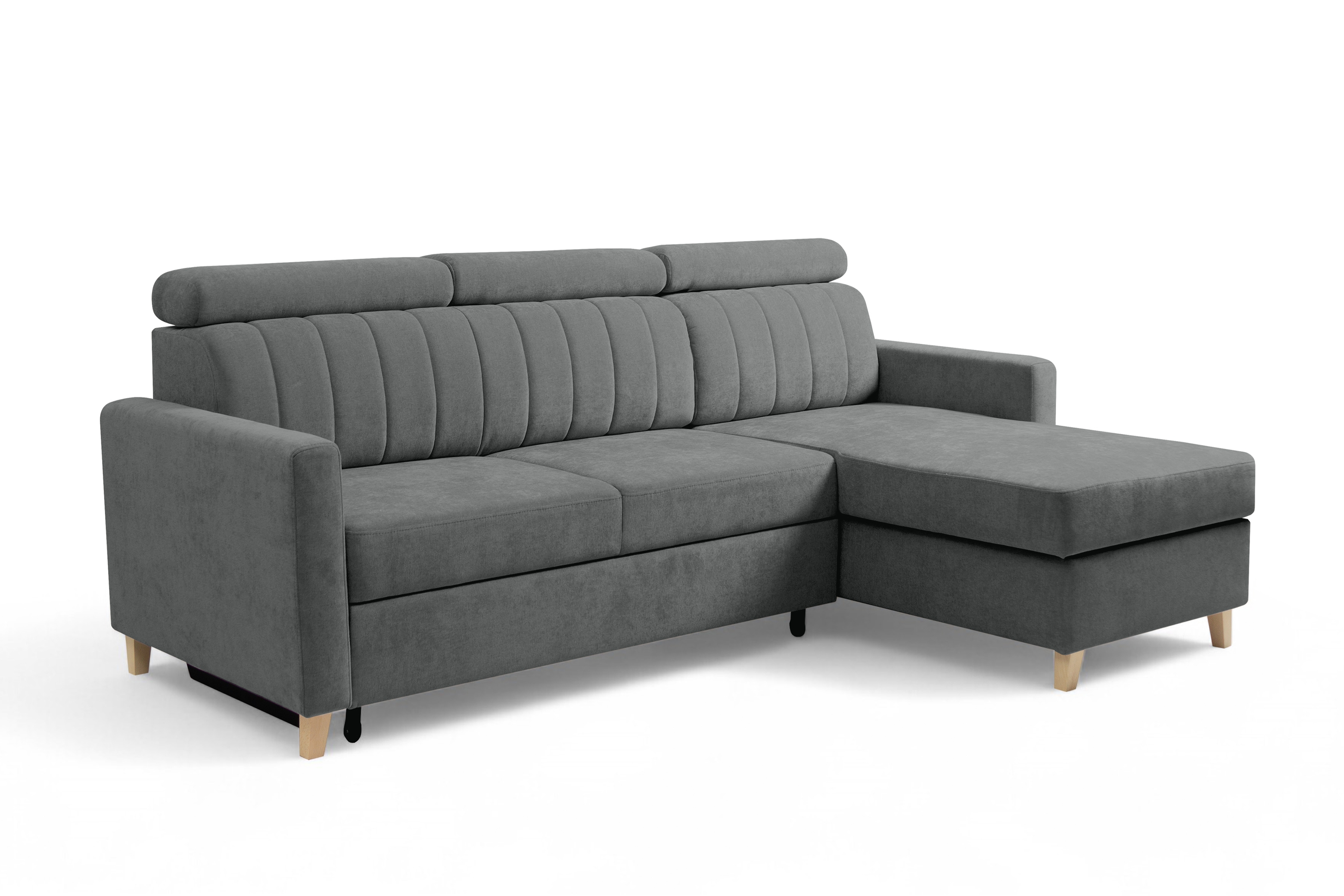 Rozkladacia rohová sedačka Vario univerzálna - sivá žinylka Wind 89 Rohová sedacia súprava Vario s funkciou spánku uniwersalny prawo/Ľavá strana - šedý šenil Wind 89