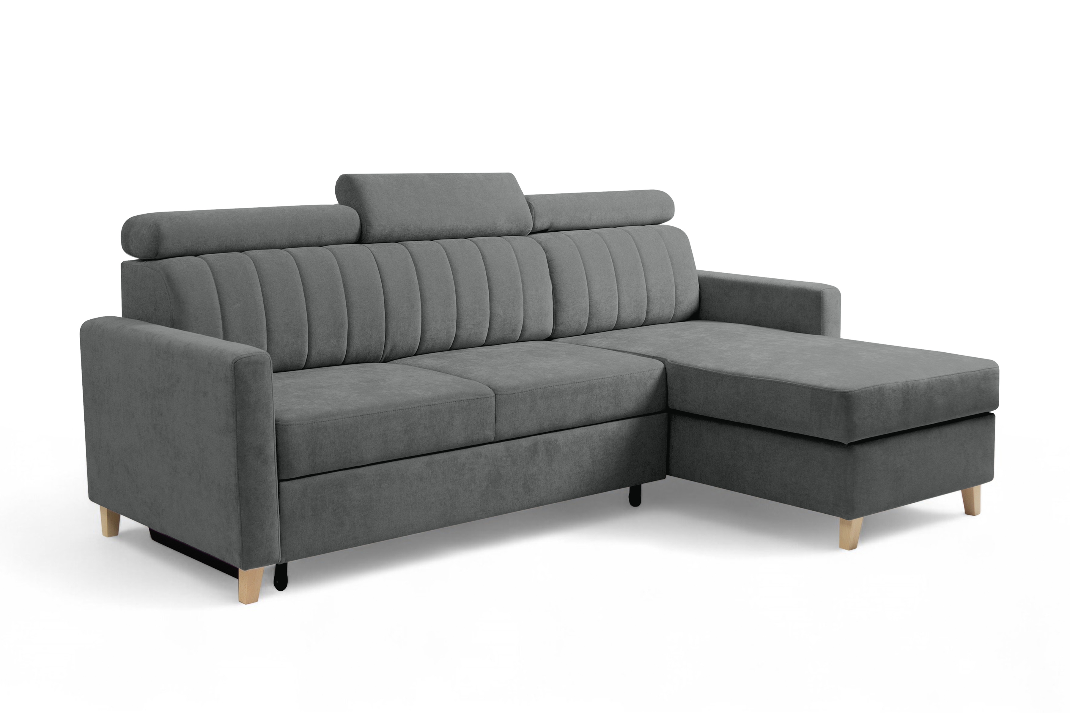 Rozkladacia rohová sedačka Vario univerzálna - sivá žinylka Wind 89 Rohová sedacia súprava Vario s funkciou spánku uniwersalny prawo/Ľavá strana - šedý šenil Wind 89