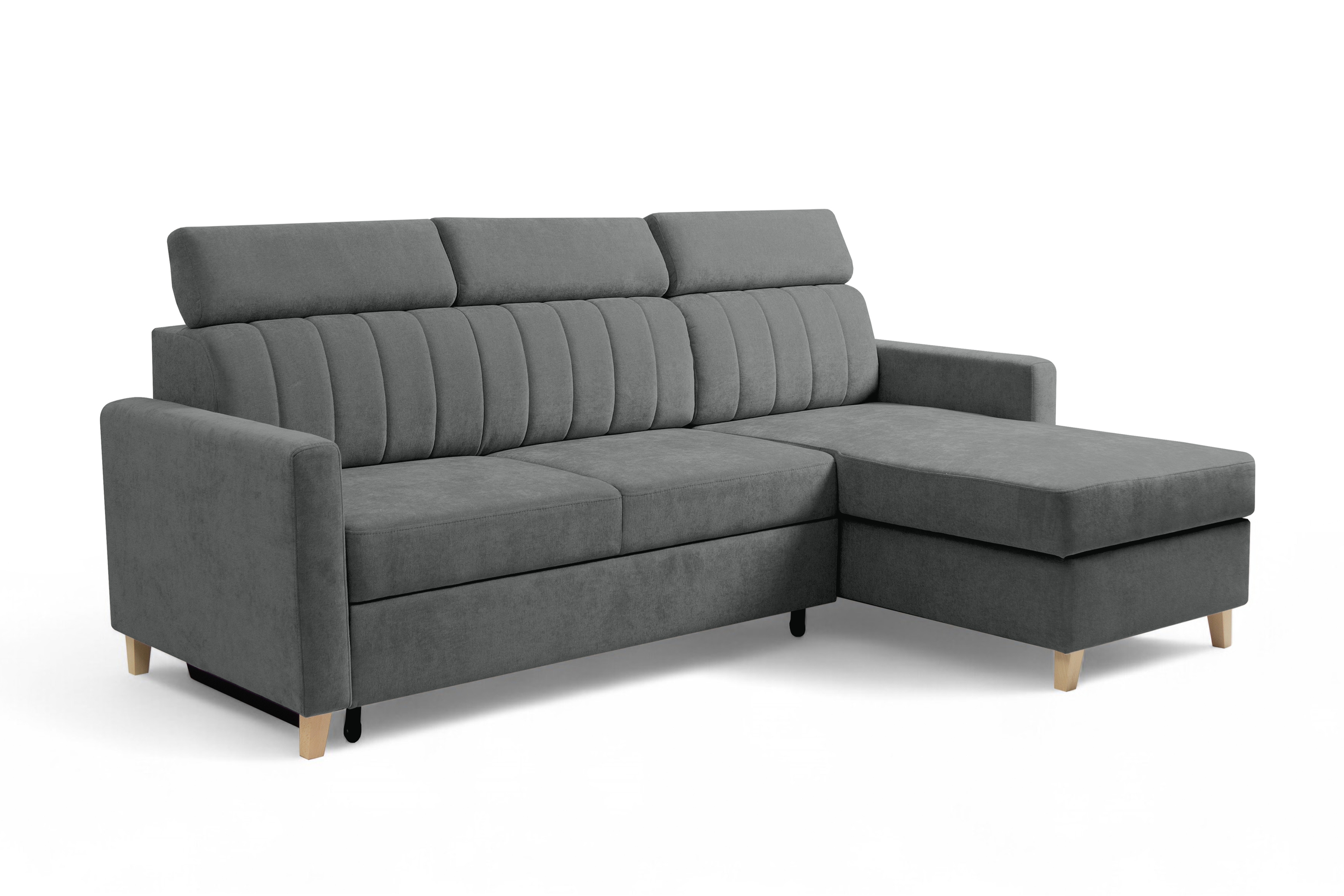 Rozkladacia rohová sedačka Vario univerzálna - sivá žinylka Wind 89 Rohová sedacia súprava Vario s funkciou spánku uniwersalny prawo/Ľavá strana - šedý šenil Wind 89