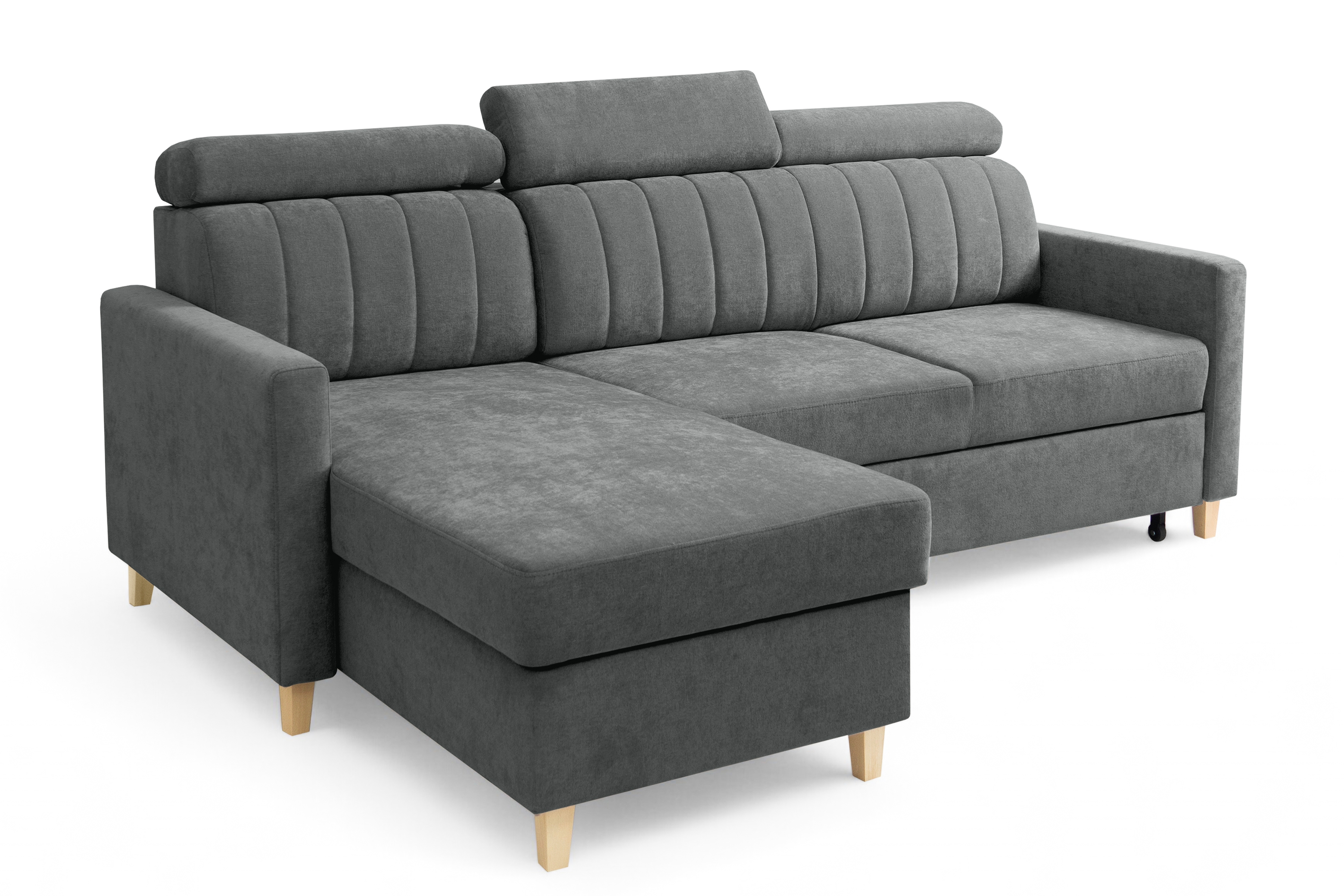 Rozkladacia rohová sedačka Vario univerzálna - sivá žinylka Wind 89 Rohová sedacia súprava Vario s funkciou spánku uniwersalny prawo/Ľavá strana - šedý šenil Wind 89