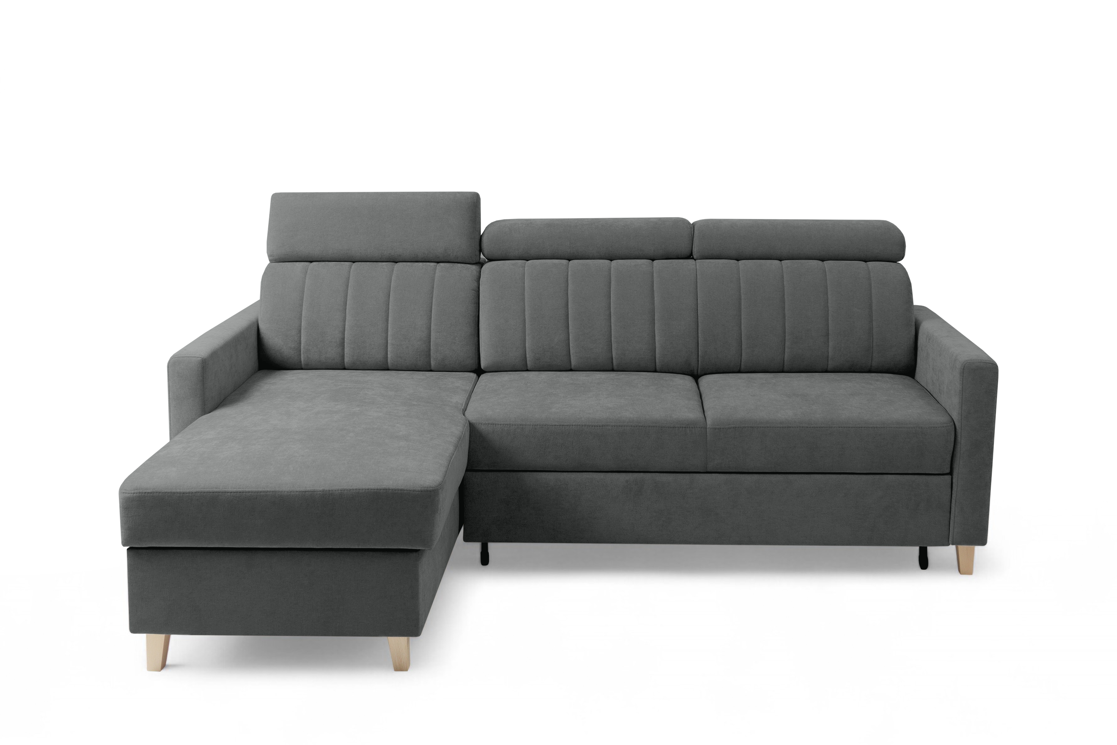 Rozkladacia rohová sedačka Vario univerzálna - sivá žinylka Wind 89 Rohová sedacia súprava Vario s funkciou spánku uniwersalny prawo/Ľavá strana - šedý šenil Wind 89