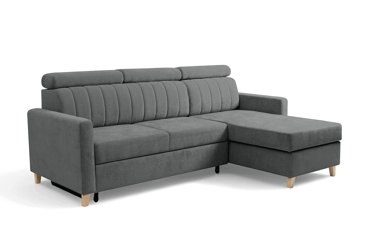 Rozkladacia rohová sedačka Vario univerzálna - sivá žinylka Wind 89 Rohová sedacia súprava Vario s funkciou spánku uniwersalny prawo/Ľavá strana - šedý šenil Wind 89