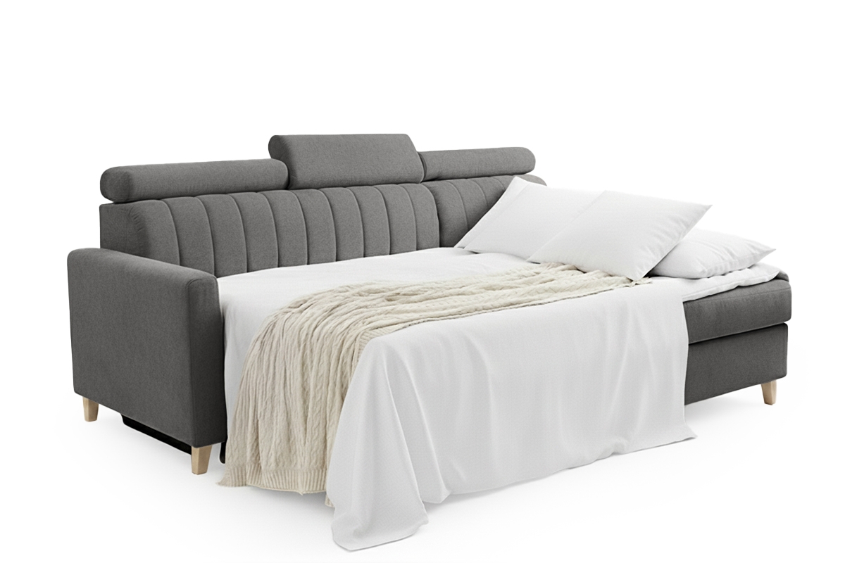 Rozkladacia rohová sedačka Vario univerzálna - sivá žinylka Wind 89 Rohová sedacia súprava Vario s funkciou spánku uniwersalny prawo/Ľavá strana - šedý šenil Wind 89