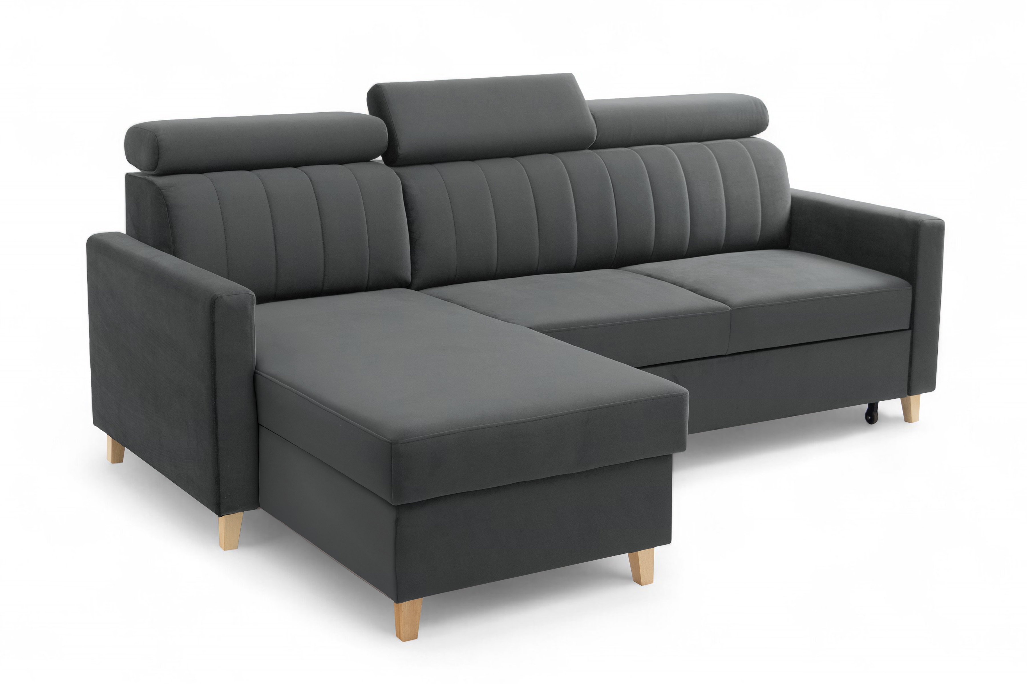 Rohová sedacia súprava Vario s rozkladacou funkciou univerzálna - sivý zamat Jasmine 96 Rohová sedacia súprava Vario s funkciou spánku uniwersalny prawo/Ľavá strana - šedý velúr Jasmine 96