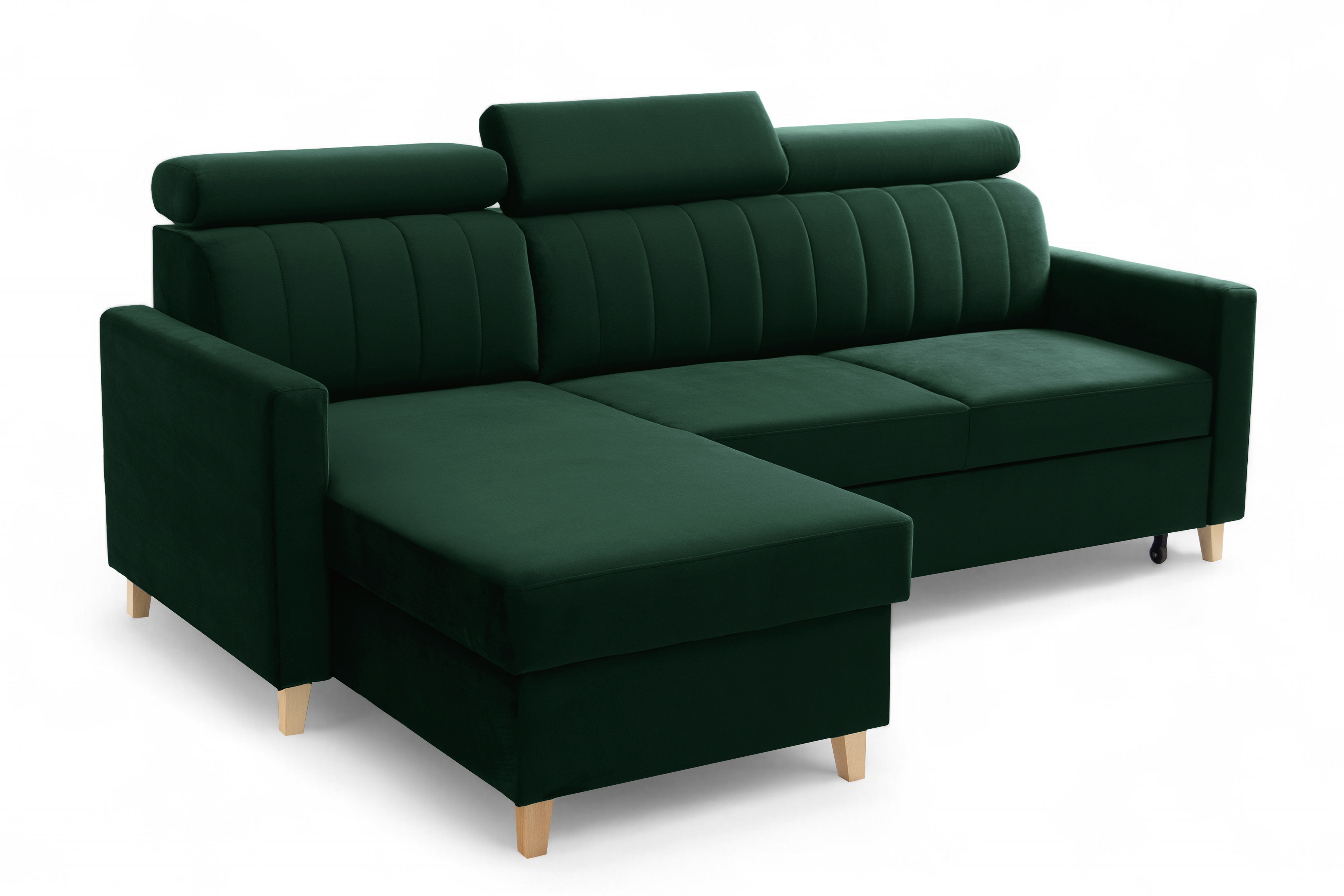 Rozkladacia rohová sedačka Vario univerzálna - zelený velúr Bluvel 78 Rohová sedacia súprava Vario s funkciou spánku uniwersalny prawo/Ľavá strana - Zelený velúr Bluvel 78