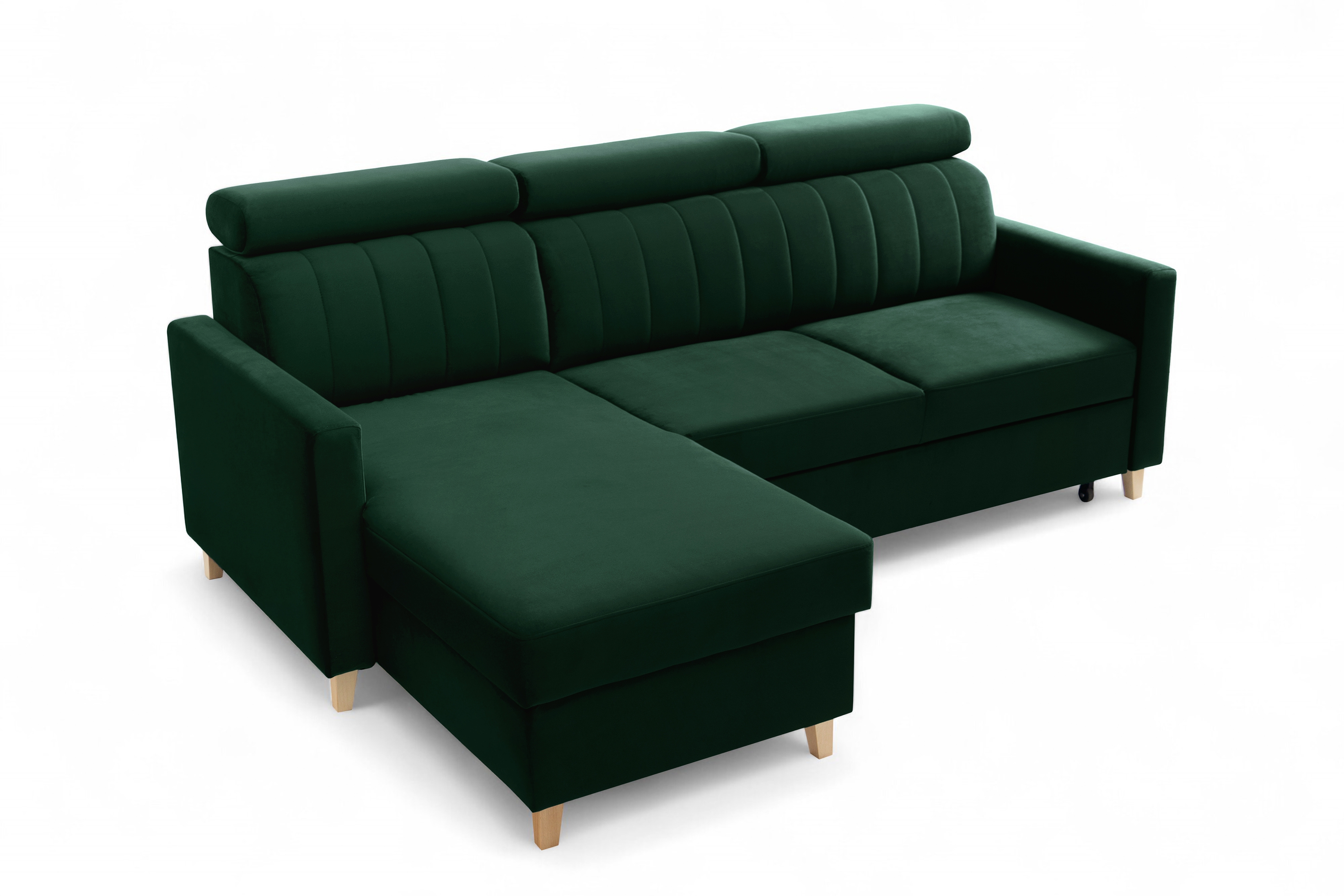 Rozkladacia rohová sedačka Vario univerzálna - zelený velúr Bluvel 78 Rohová sedacia súprava Vario s funkciou spánku uniwersalny prawo/Ľavá strana - Zelený velúr Bluvel 78