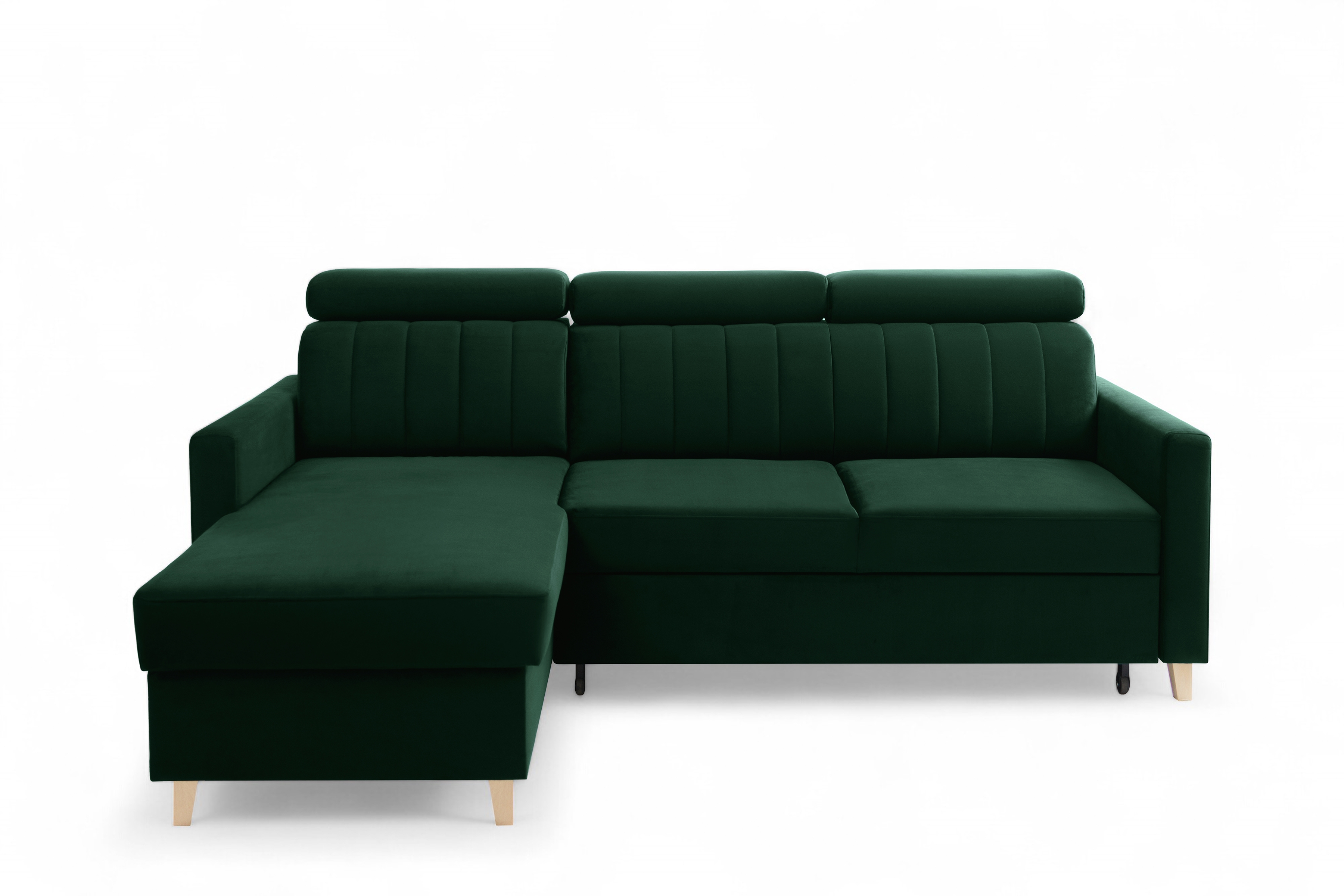 Rozkladacia rohová sedačka Vario univerzálna - zelený velúr Bluvel 78 Rohová sedacia súprava Vario s funkciou spánku uniwersalny prawo/Ľavá strana - Zelený velúr Bluvel 78