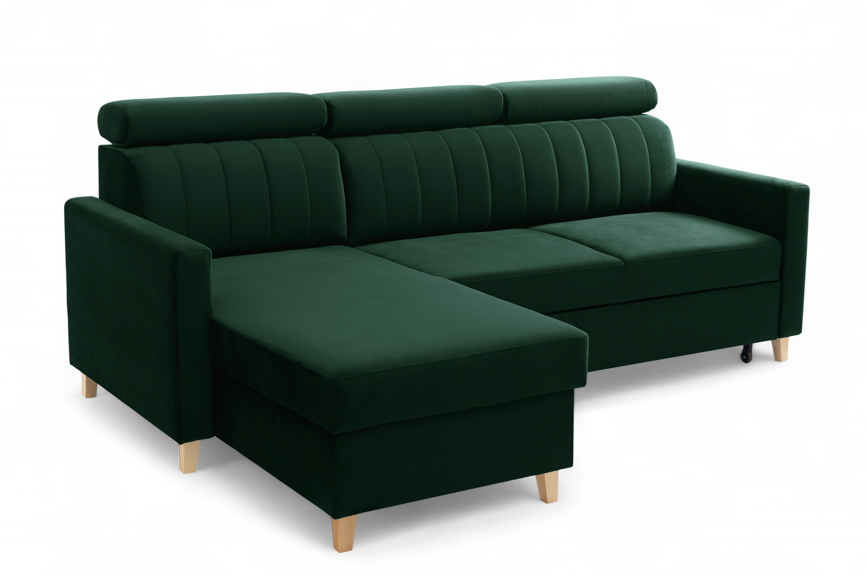 Rozkladacia rohová sedačka Vario univerzálna - zelený velúr Bluvel 78 Rohová sedacia súprava Vario s funkciou spánku uniwersalny prawo/Ľavá strana - Zelený velúr Bluvel 78