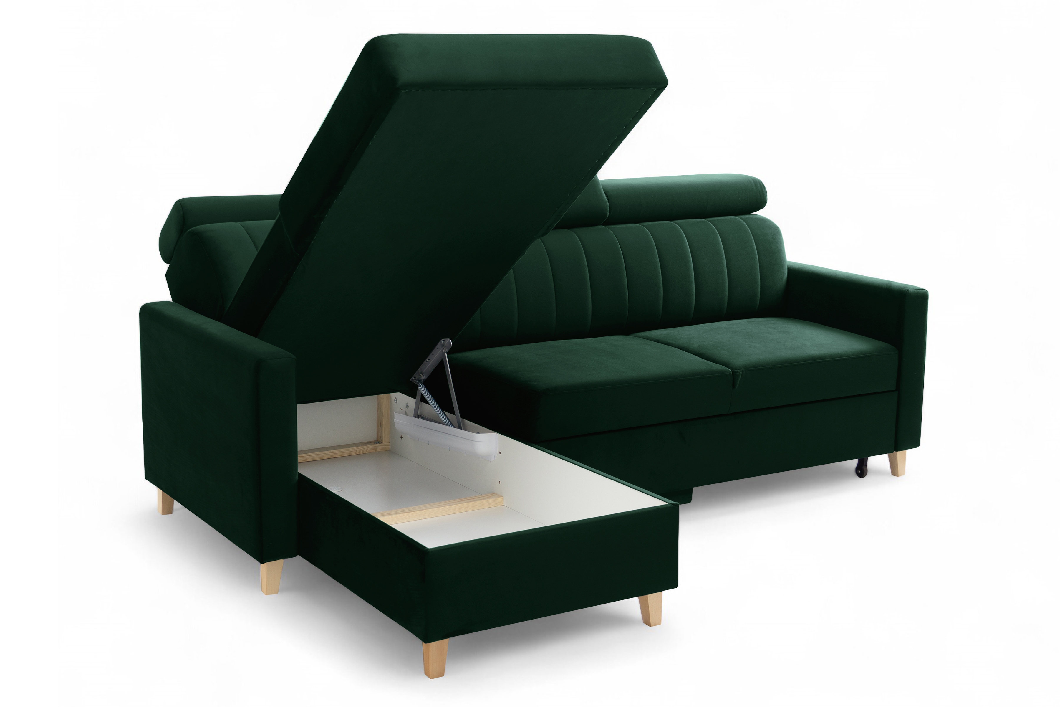 Rozkladacia rohová sedačka Vario univerzálna - zelený velúr Bluvel 78 Rohová sedacia súprava Vario s funkciou spánku uniwersalny prawo/Ľavá strana - Zelený velúr Bluvel 78