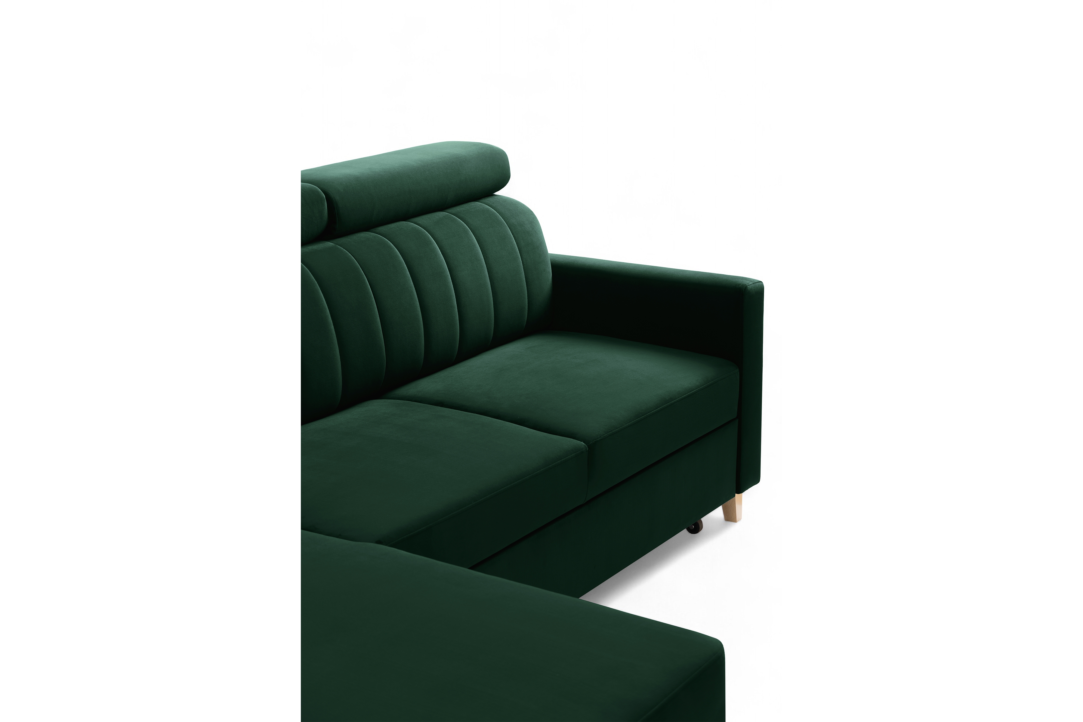 Rozkladacia rohová sedačka Vario univerzálna - zelený velúr Bluvel 78 Rohová sedacia súprava Vario s funkciou spánku uniwersalny prawo/Ľavá strana - Zelený velúr Bluvel 78