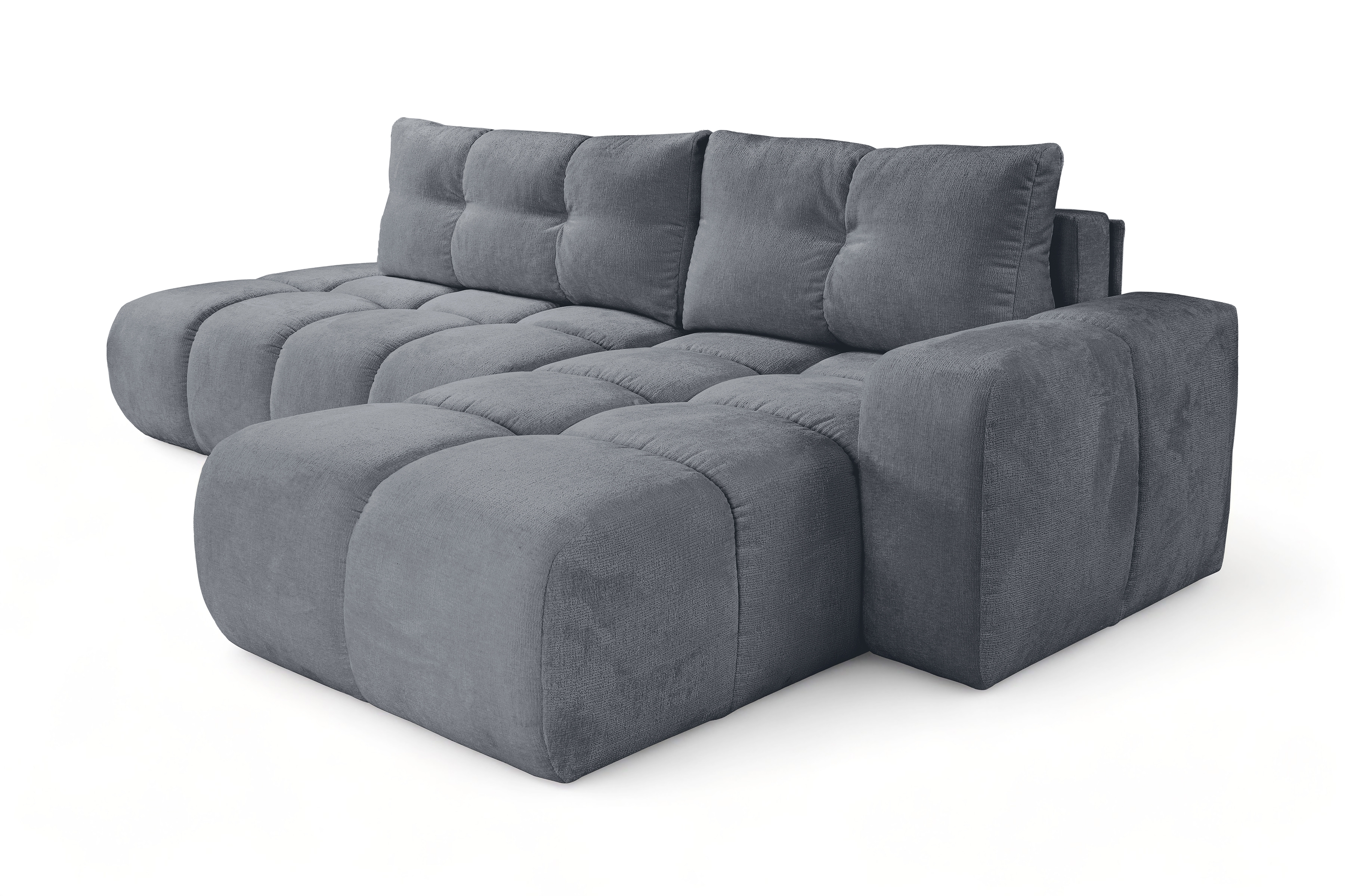 Rohová rozkládací sedací souprava Vebra pravá - grafitový šenil Perfect Harmony 90 Rohová sedací souprava Vebra s funkcí spaní pravá strana - Grafitový šenil Perfect Harmony 90