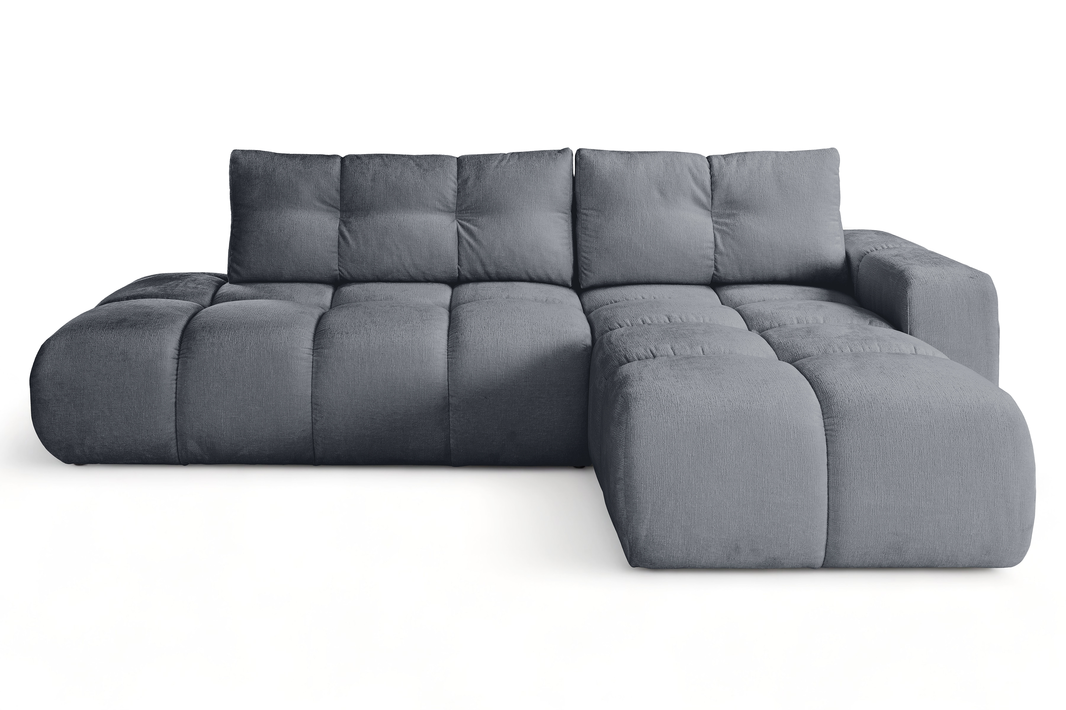 Rohová rozkládací sedací souprava Vebra pravá - grafitový šenil Perfect Harmony 90 Rohová sedací souprava Vebra s funkcí spaní pravá strana - Grafitový šenil Perfect Harmony 90