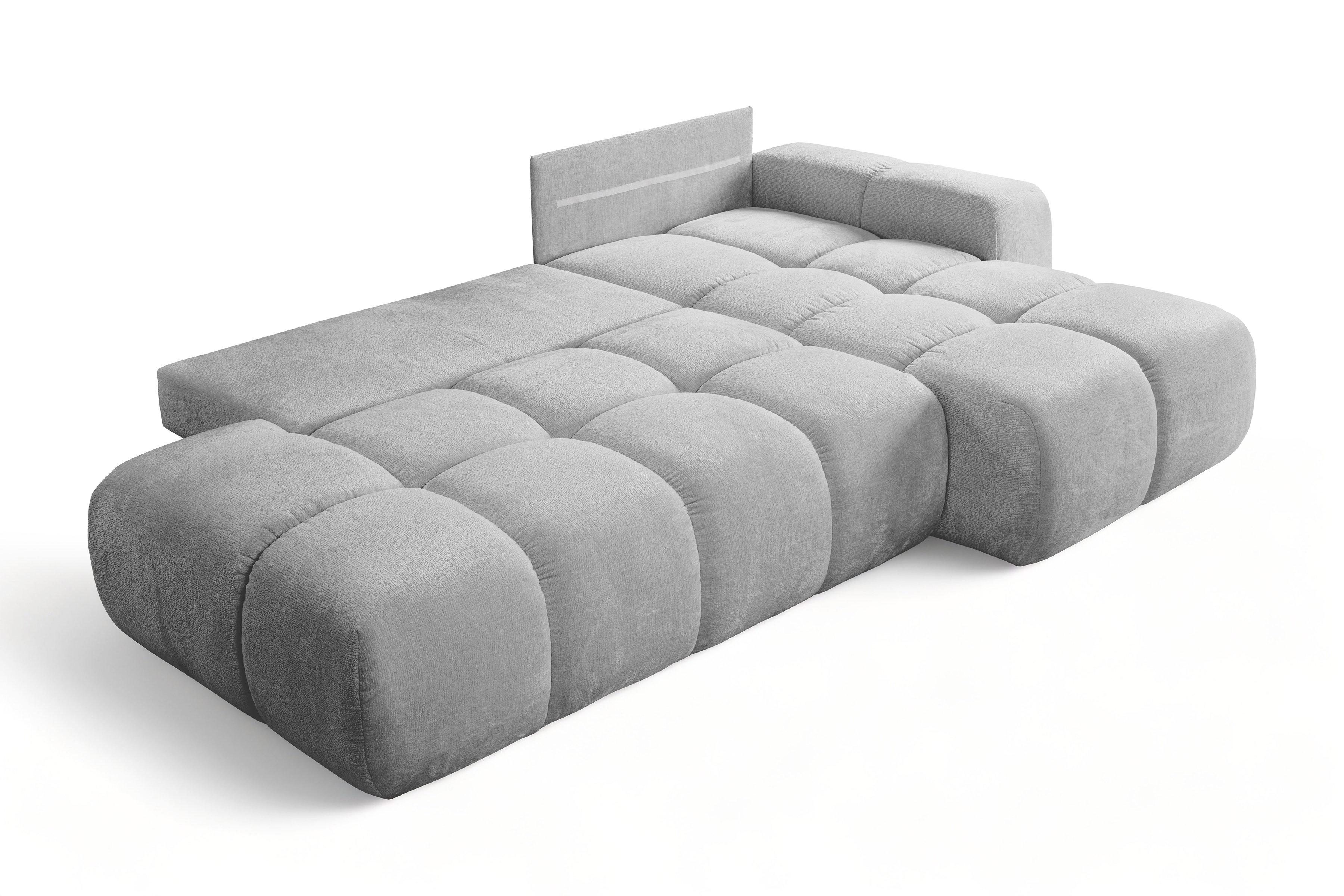 Rozkladacia rohová sedacia súprava Vebra pravá - šedá žinylka Perfect Harmony 82 Rohová sedacia súprava Vebra s funkciou spania pravá strana - šedý šenil Perfect Harmony 82