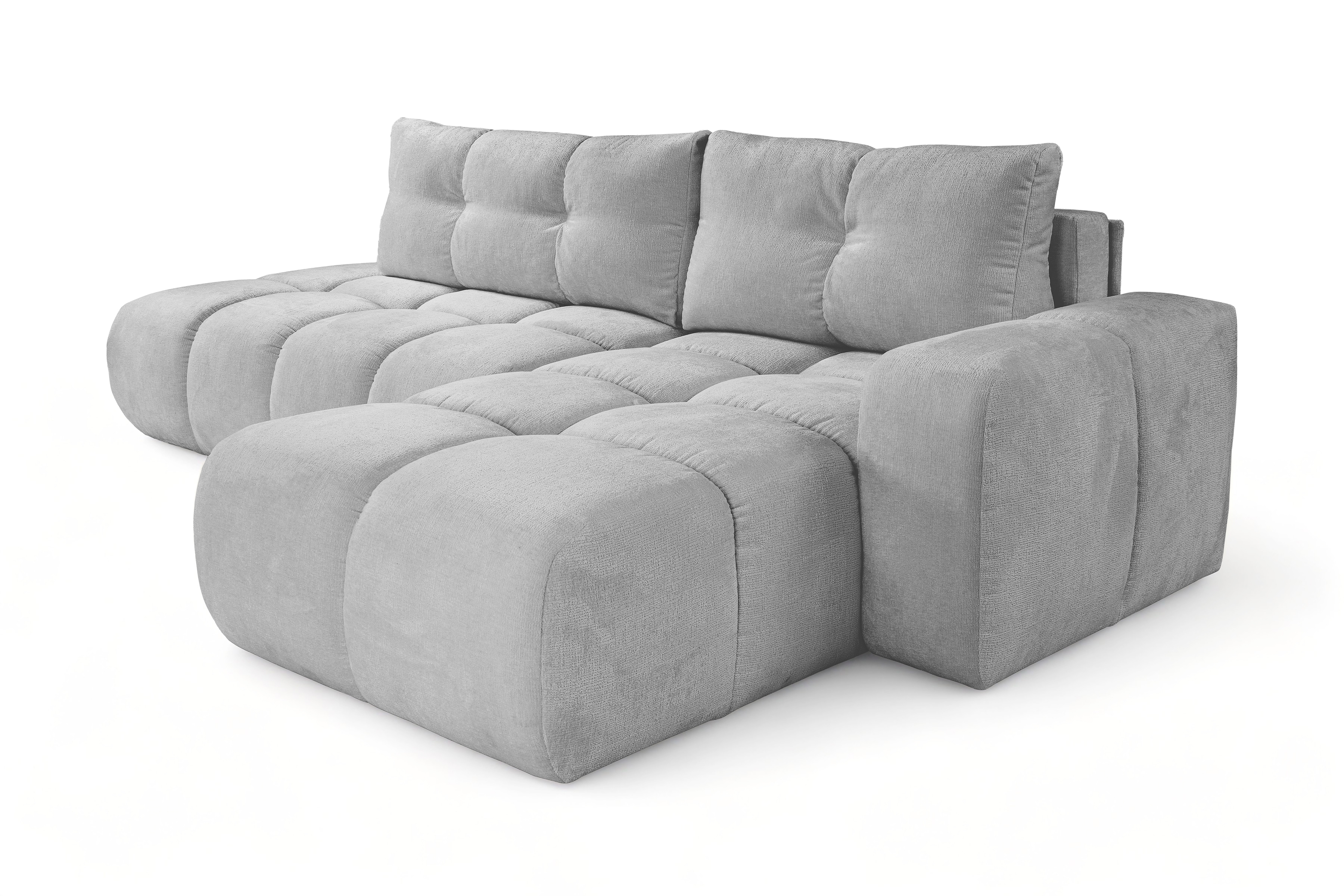 Rozkladacia rohová sedacia súprava Vebra pravá - šedá žinylka Perfect Harmony 82 Rohová sedacia súprava Vebra s funkciou spania pravá strana - šedý šenil Perfect Harmony 82