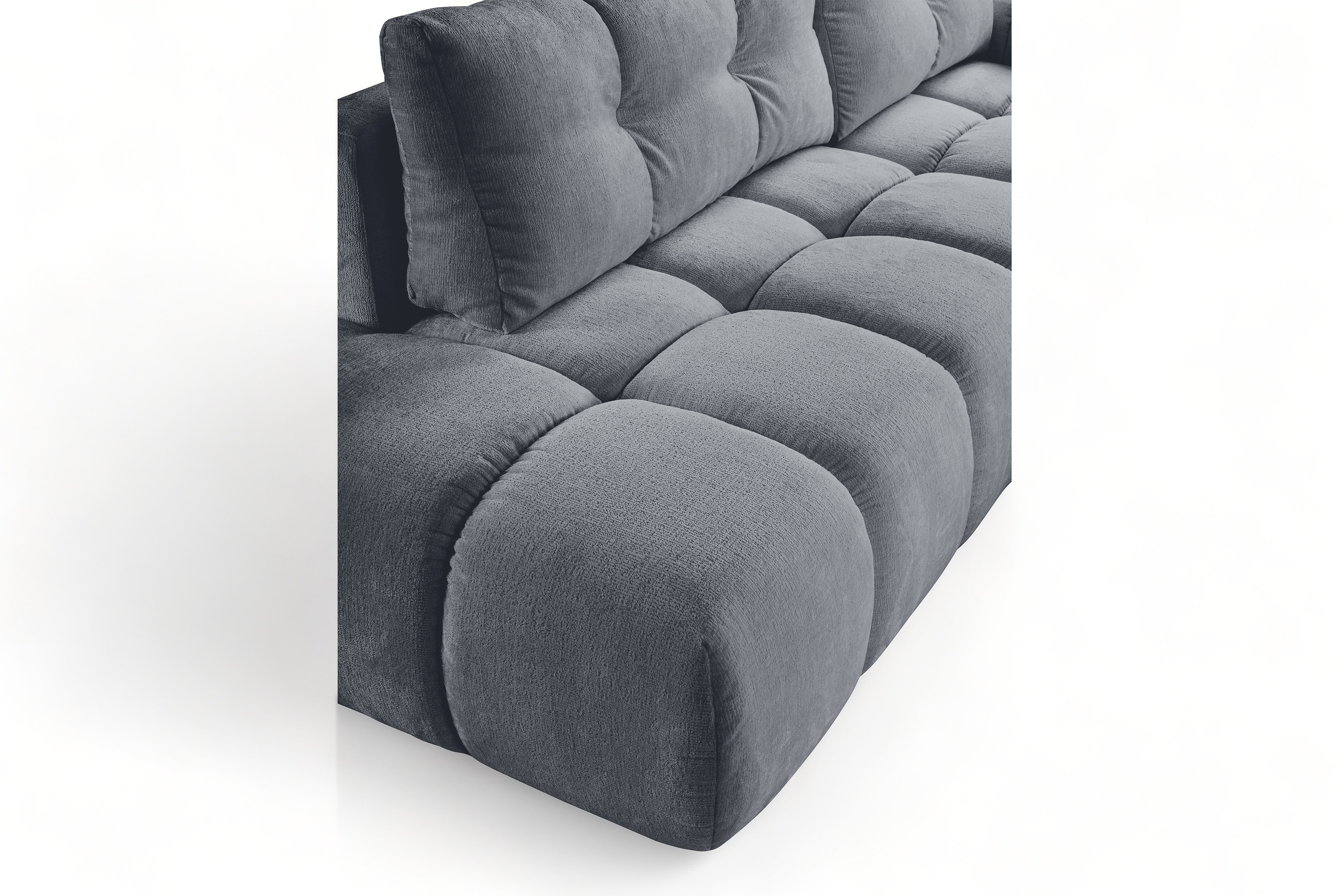 Rohová rozkládací sedací souprava Vebra pravá - grafitový šenil Perfect Harmony 90 Rohová sedací souprava Vebra s funkcí spaní pravá strana - Grafitový šenil Perfect Harmony 90