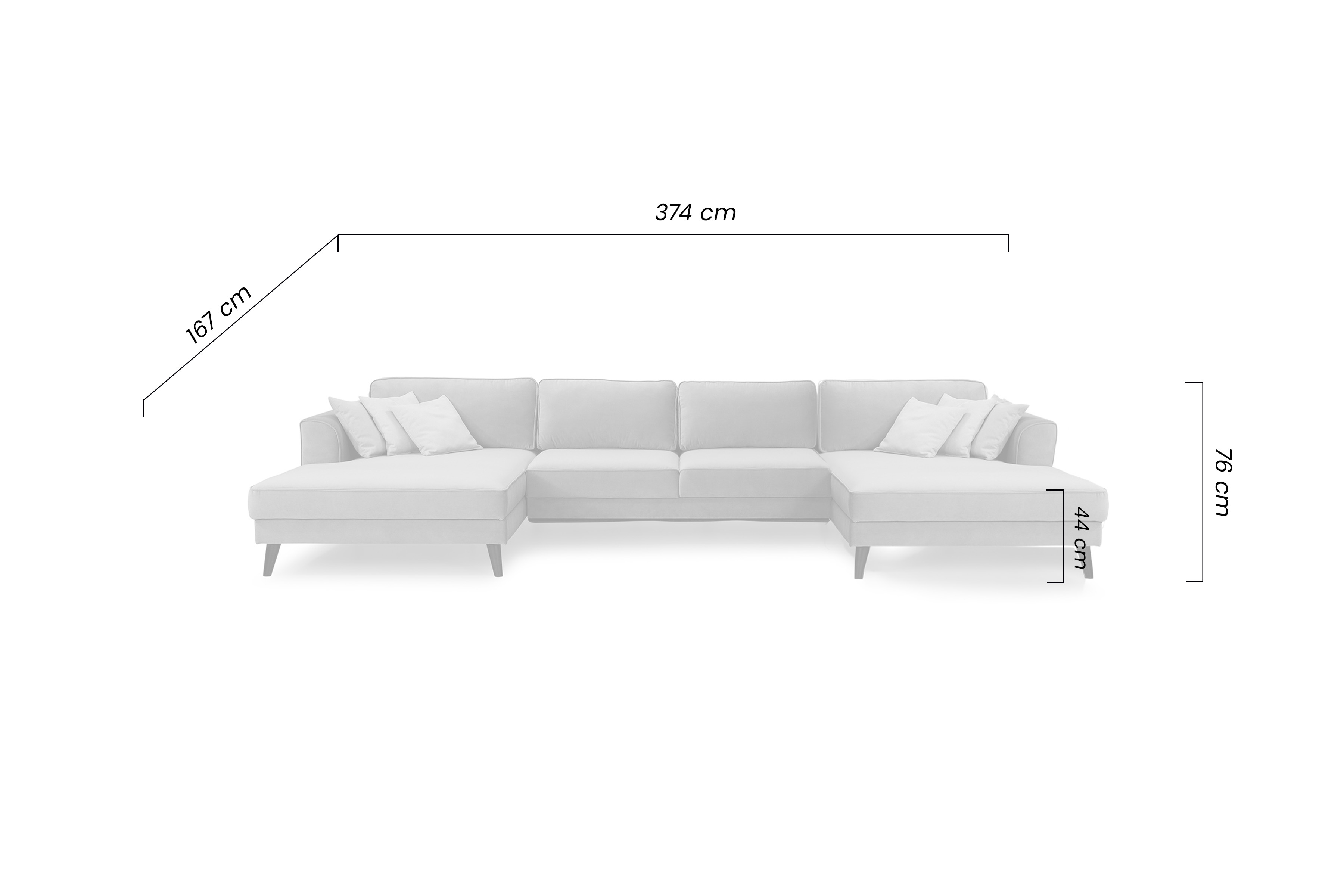 Rohová čalouněná sedací souprava Lumber Jack U - 374x167 cm Rohová sedací souprava čalouněná Lumber Jack U 374x167 cm