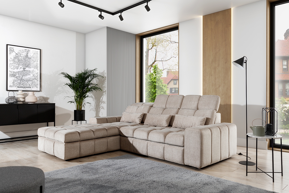 Rohová sedacia súprava Magnelio Mini elektrická s rozkladacou funkciou Moderná rohová sedacia súprava z regulowanymi zaglowkami 