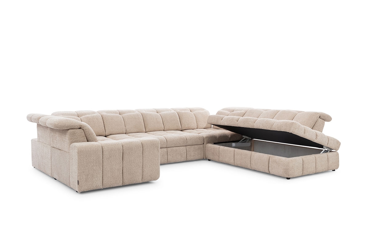 Elektrický rozkládací rohový gauč Magnelio U elektrický Rohová sedací souprava s úložným prostorem na posciel 