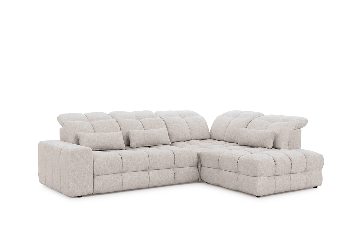 Rohová sedací souprava Magnelio Prestige L pravá s elektrickým vysouváním - béžová Perfect Harmony 02 Rohová sedací souprava z elektricky wysuwanym sedadlem Magnelio Prestige L pravá - béžová šenil Perfect Harmony 02 