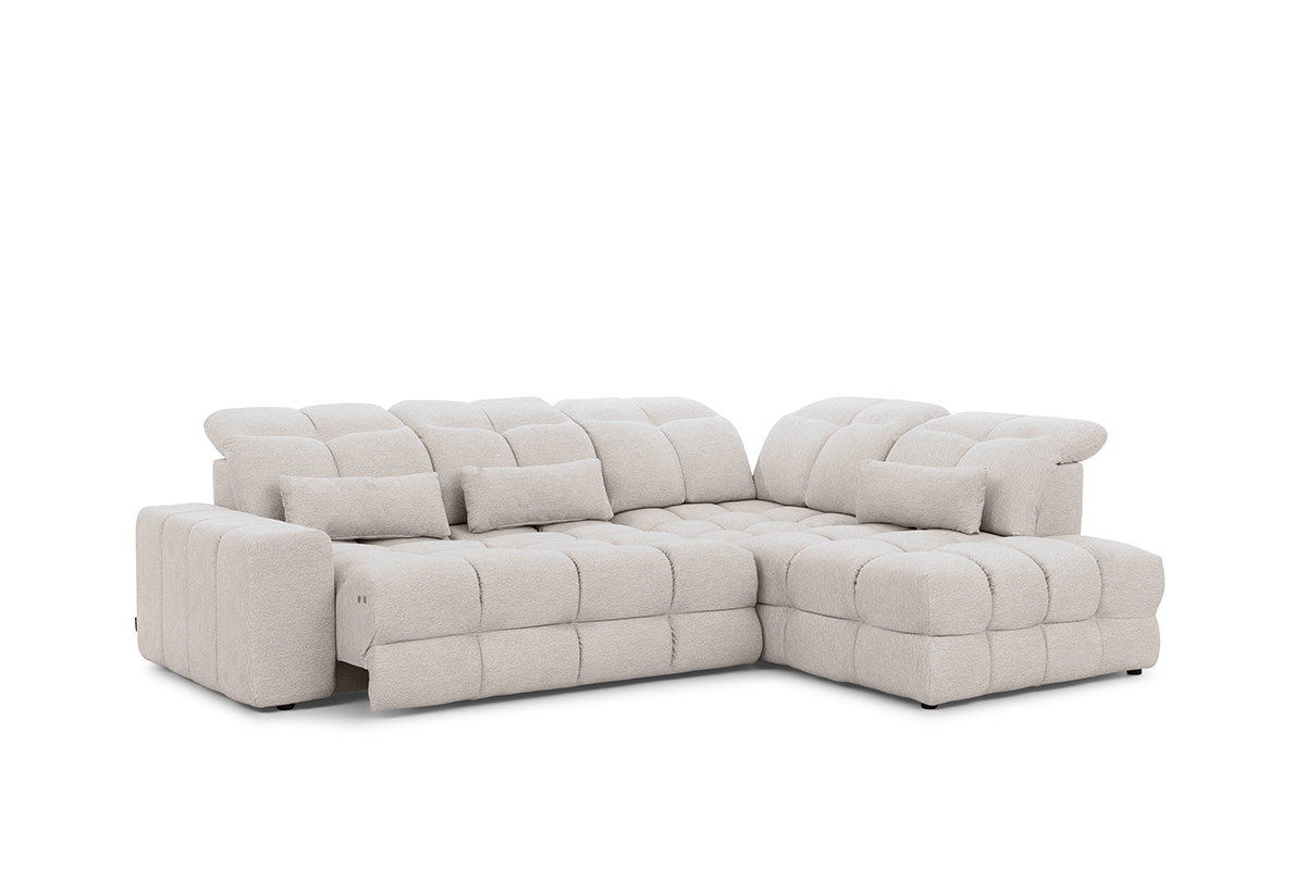 Rohová sedací souprava Magnelio Prestige L pravá s elektrickým vysouváním - béžová Perfect Harmony 02 Rohová sedací souprava z elektricky wysuwanym sedadlem Magnelio Prestige L pravá - béžová šenil Perfect Harmony 02 