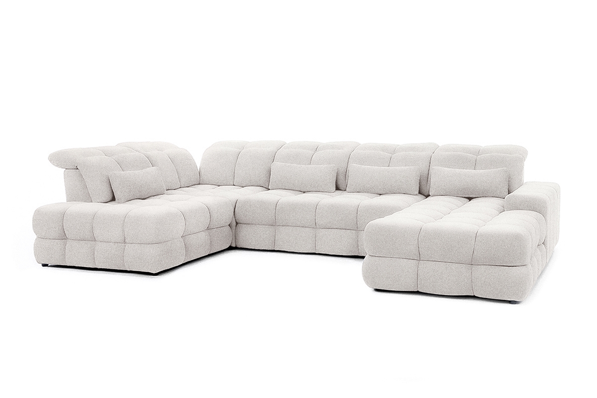 Rohová sedací souprava Magnelio Prestige U III levá s elektrickým vysouváním - béžová látka Raven 22 Rohová sedací souprava z elektricky wysuwanym sedadlem Magnelio Prestige U III levá - béžová biucle Raven 22