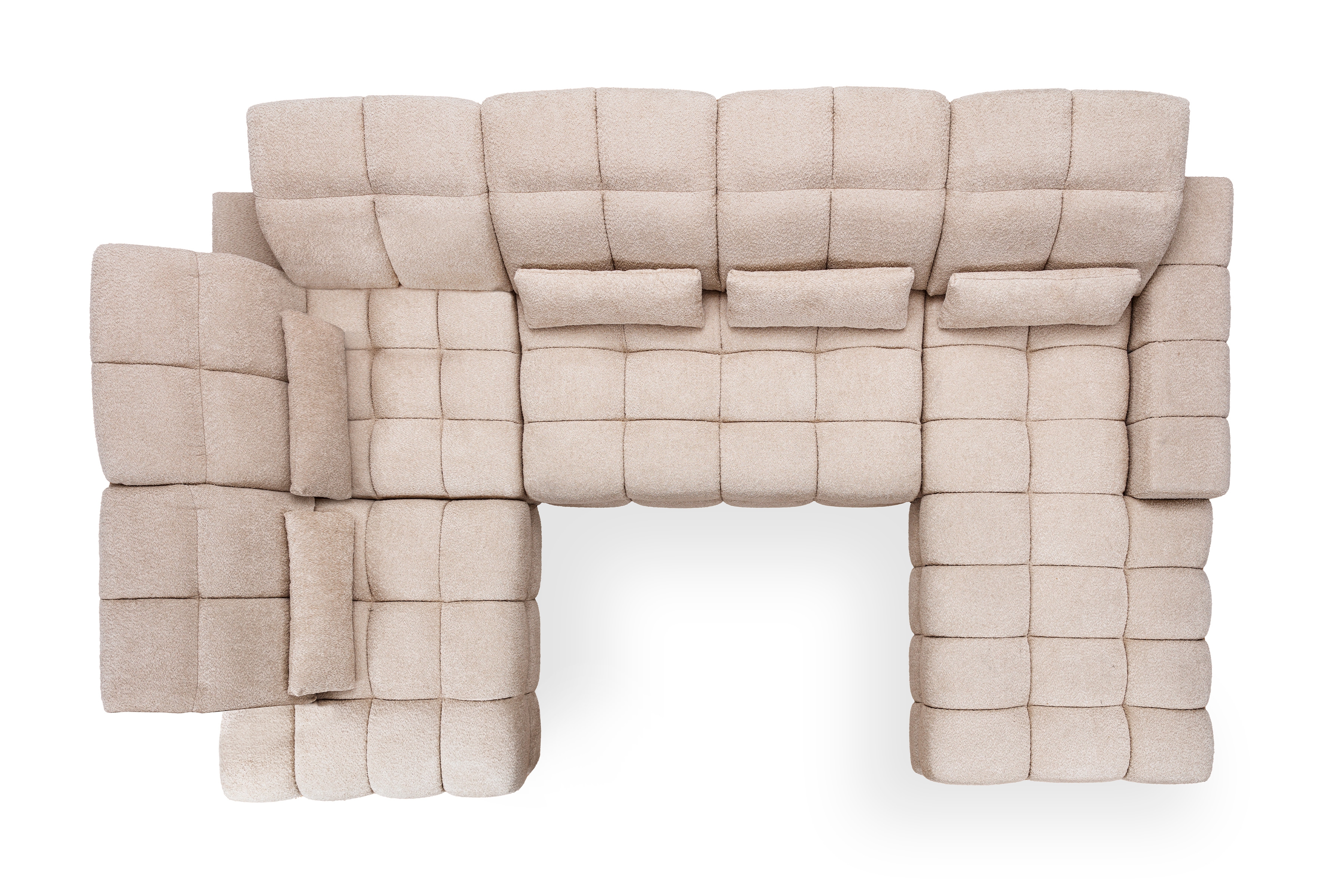 Rohová sedací souprava Magnelio Prestige U III levá s elektrickým vysouváním - béžová látka Raven 22 Rohová sedací souprava z elektricky wysuwanym sedadlem Magnelio Prestige U III levá - béžová biucle Raven 22