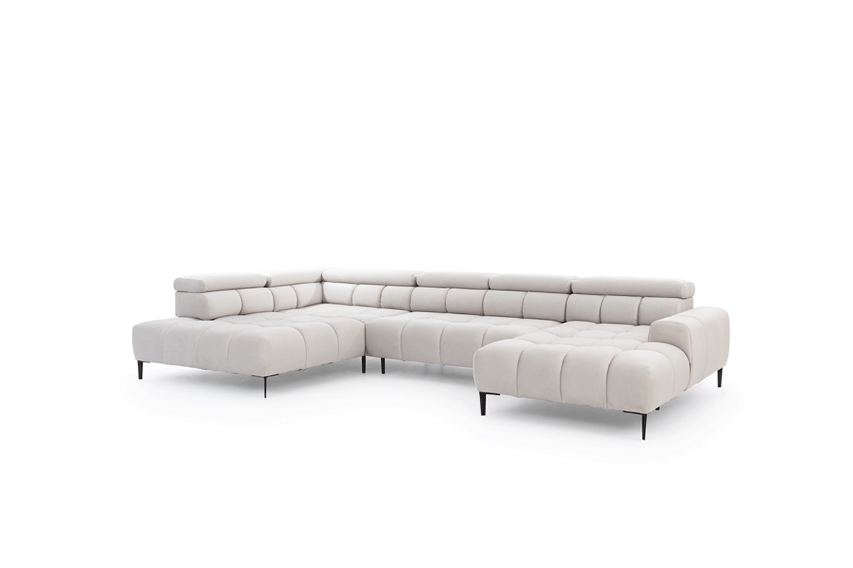 Rohová rozkladacia sedacia súprava PA XL ľavá s elektrickým rozkladom - sivá látka Solar 80  Rohová sedacia súprava s elektricky výsuvným sedákem PA XL - Bestseller 2021 