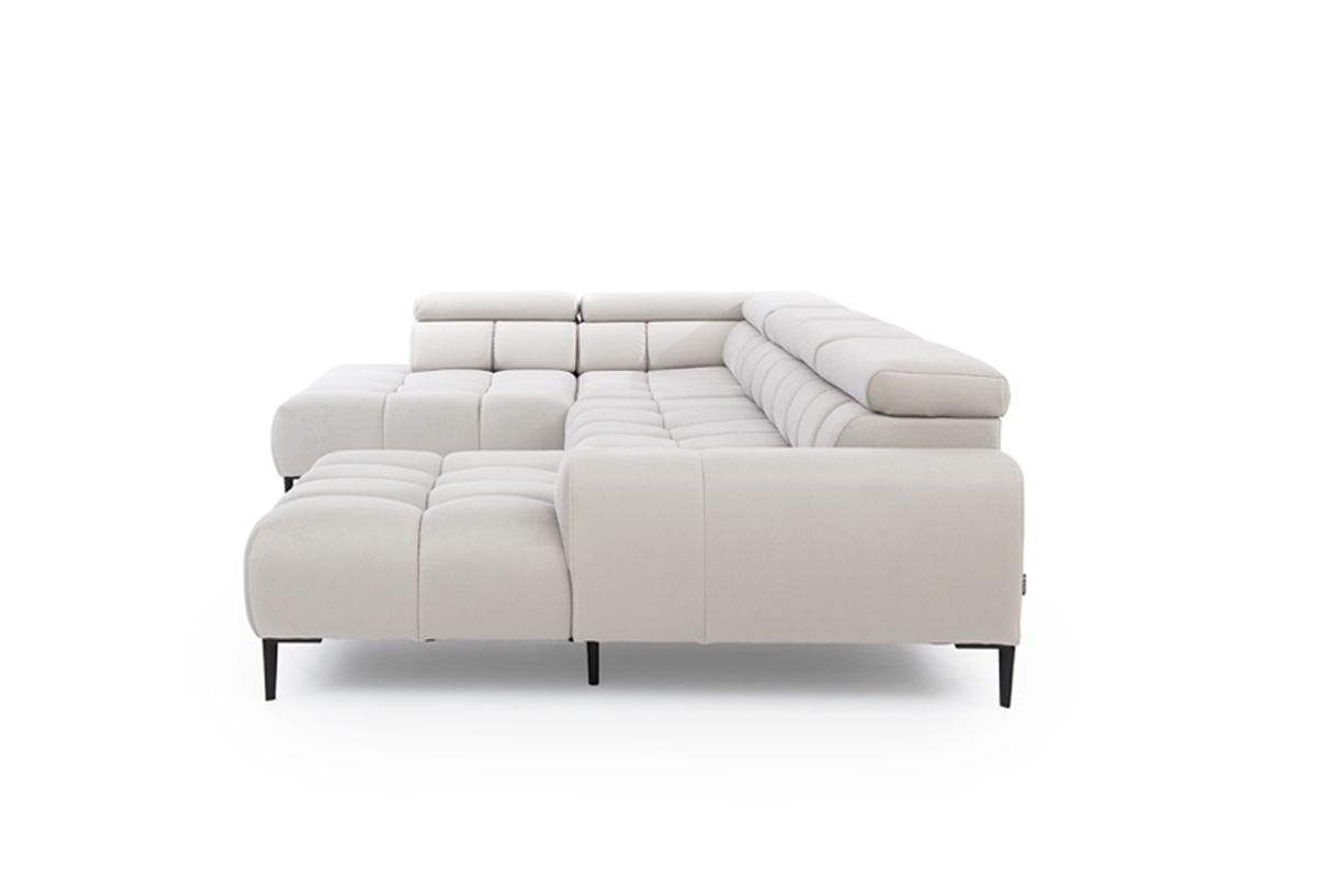 Rohová rozkladacia sedacia súprava PA XL ľavá s elektrickým rozkladom - sivá látka Solar 80 Rohová sedacia súprava z wsyokimi nozkami 