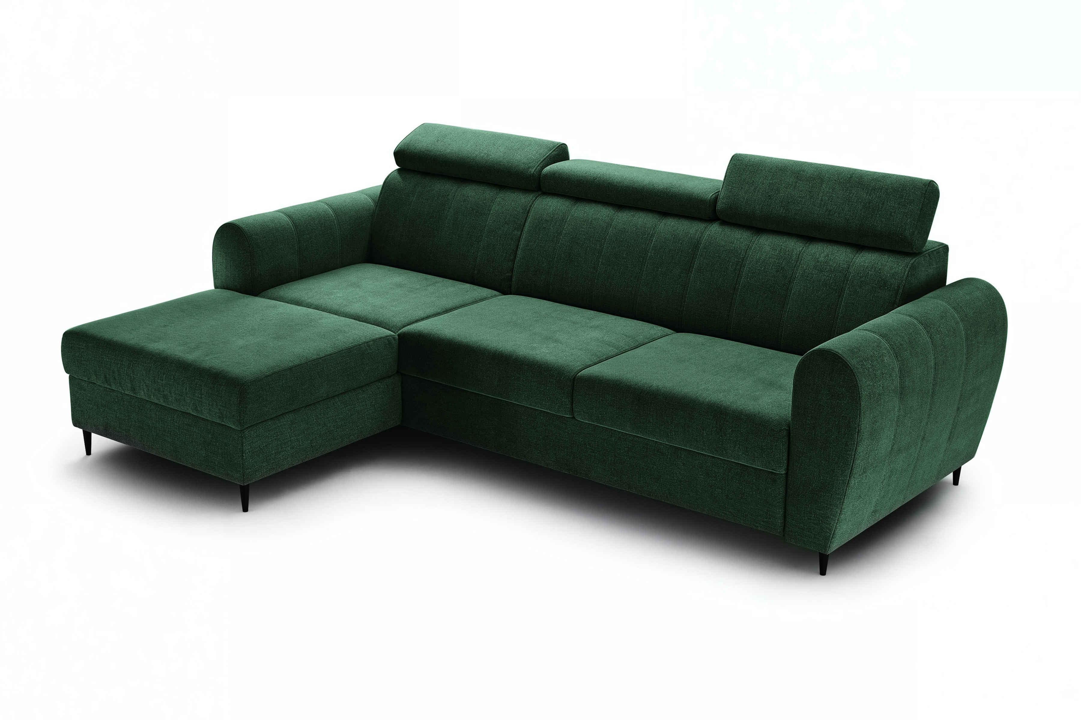 Rozkládací rohová sedací souprava Celias Mini levá - zelený samet Kronos 19 Rohová sedací souprava rozkládací Celias Mini levá - zelená samet Kronos 19