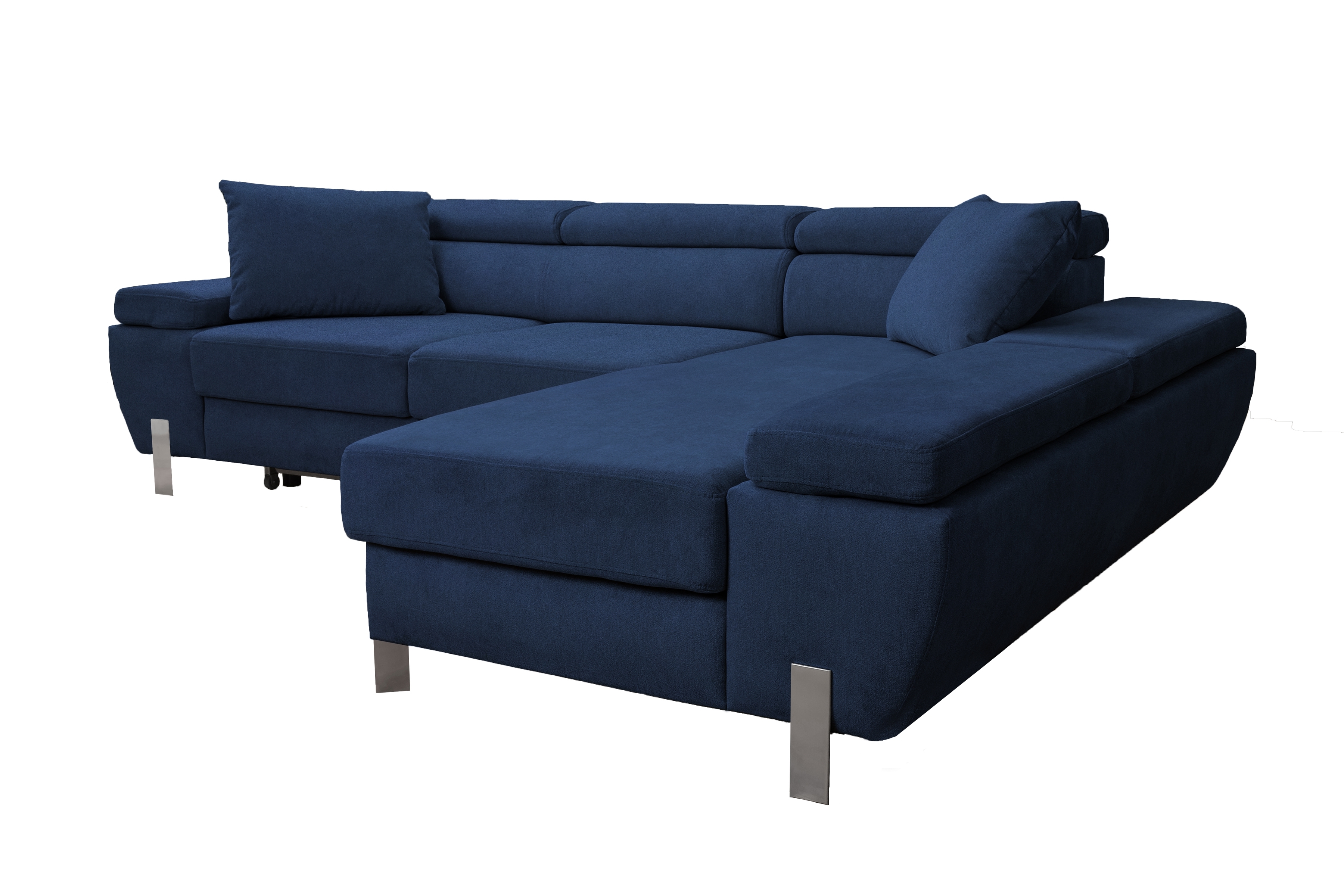 Rohová sedacia súprava MA Mini pravá s rozkladom - námornícka modrá zamat Matt Velvet 79 Rohová sedacia súprava s funkciou spánku MA Mini - látka Matt Velvet 79, Strana pravá 