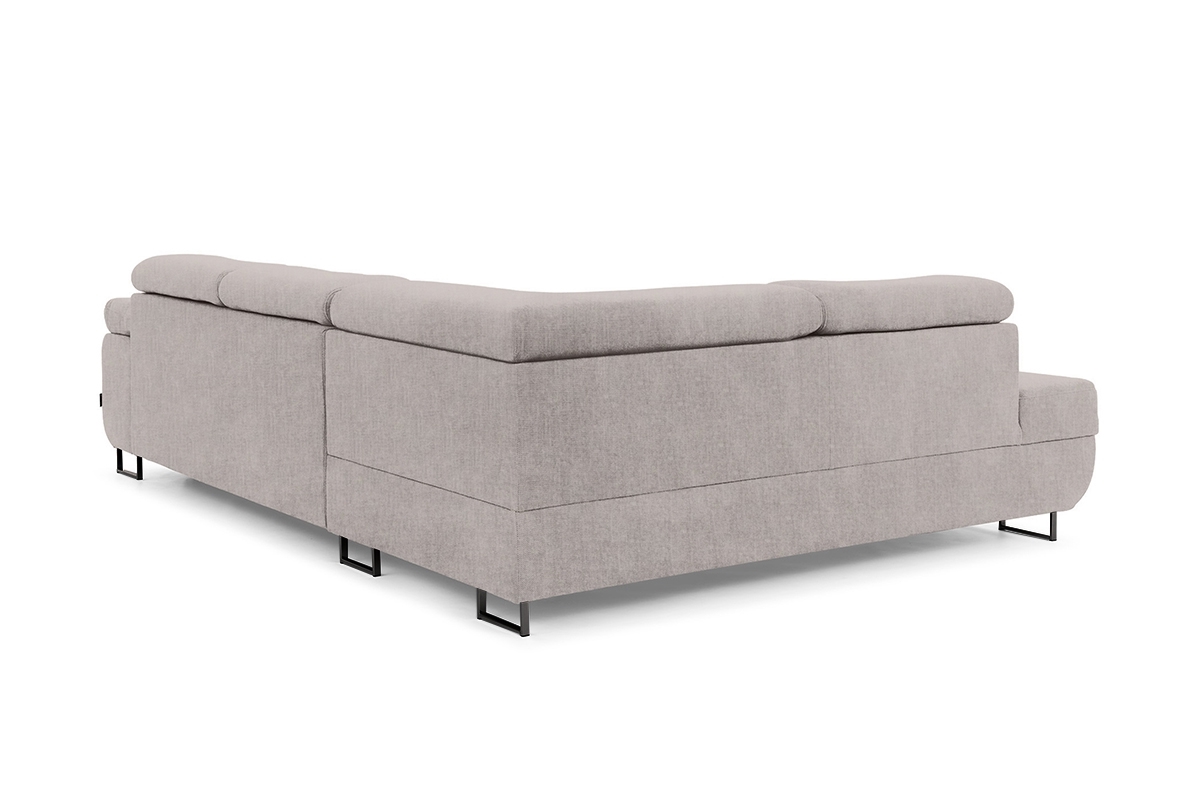 Rozkladacia rohová sedacia súprava Annabelle L ľavá - béžová pletenina Maya 01 / čierne nožičky Rohová sedacia súprava s funkciou spania Annabelle L Ľavá strana - Béžová látka Maya 01 / nožičky čierny