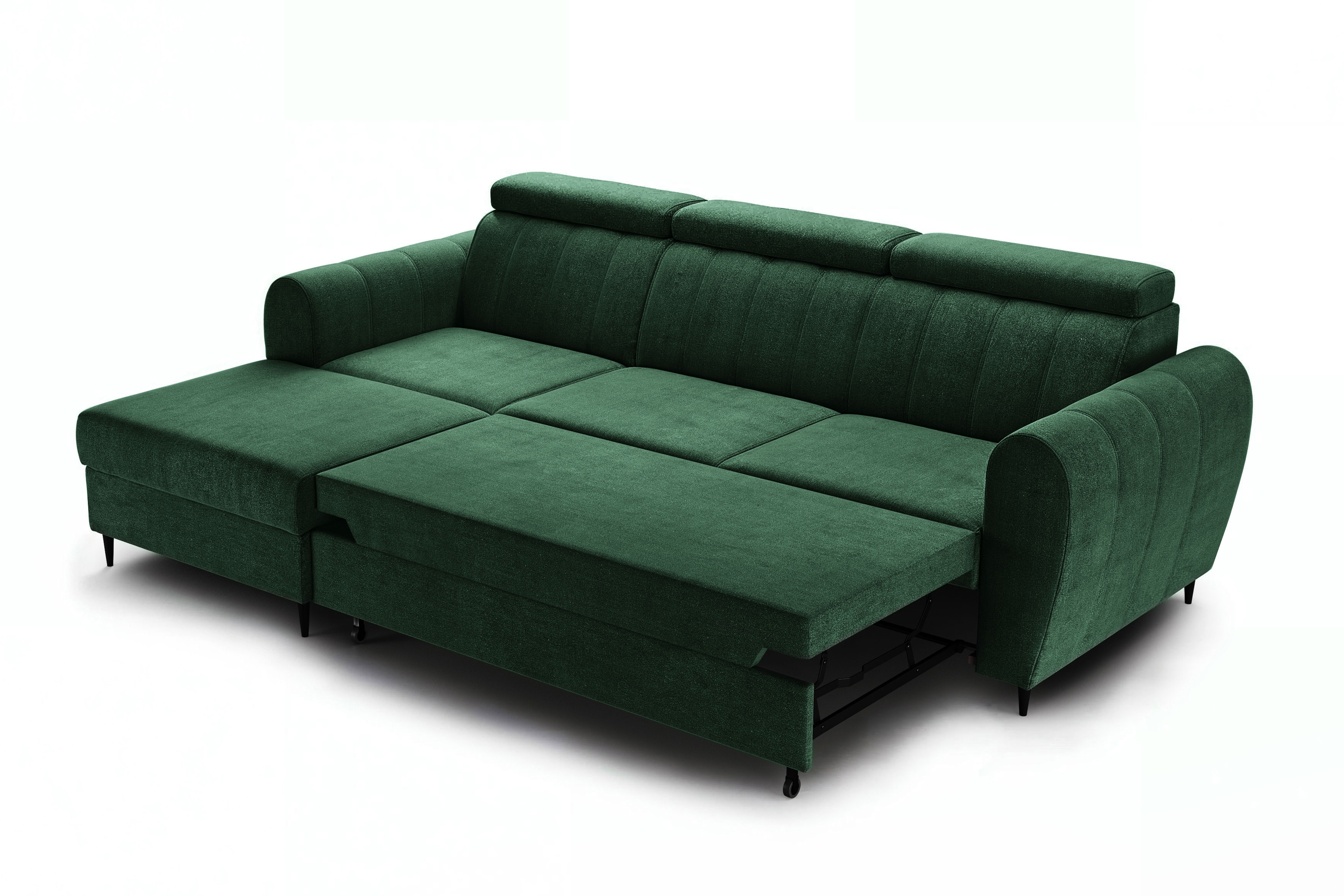 Rozkládací rohová sedací souprava Celias Mini levá - zelený samet Kronos 19 Rohová sedací souprava rozkládací Celias Mini levá - zelená samet Kronos 19