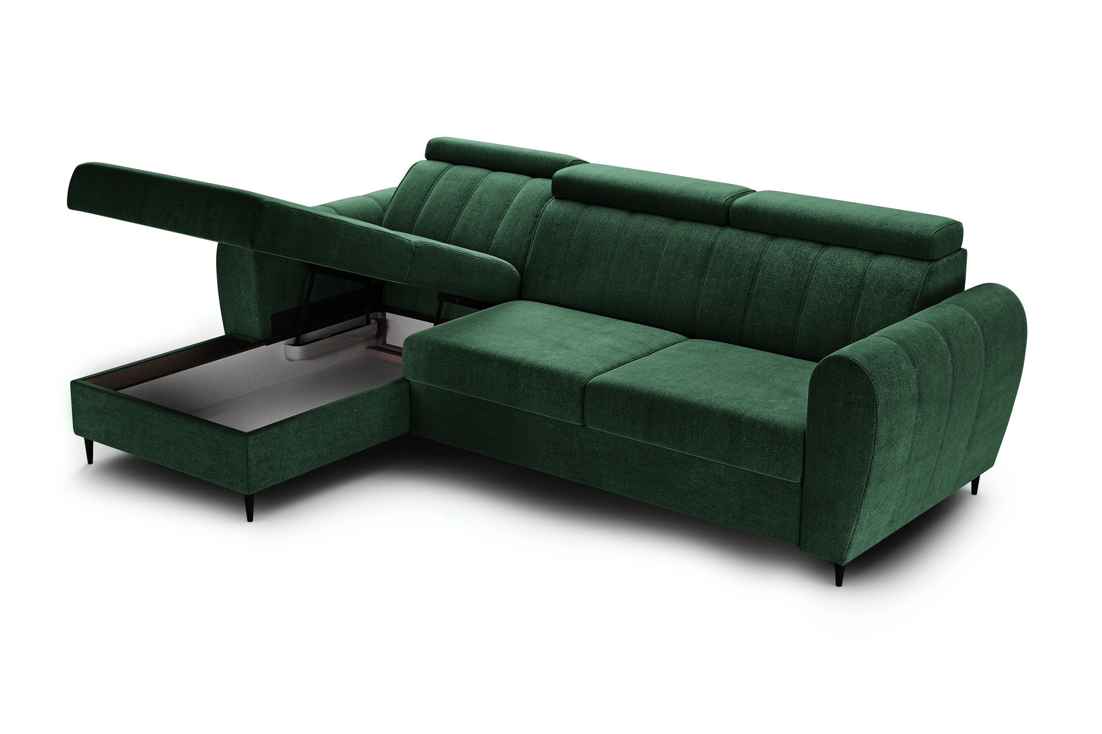 Rozkládací rohová sedací souprava Celias Mini levá - zelený samet Kronos 19 Rohová sedací souprava rozkládací Celias Mini levá - zelená samet Kronos 19