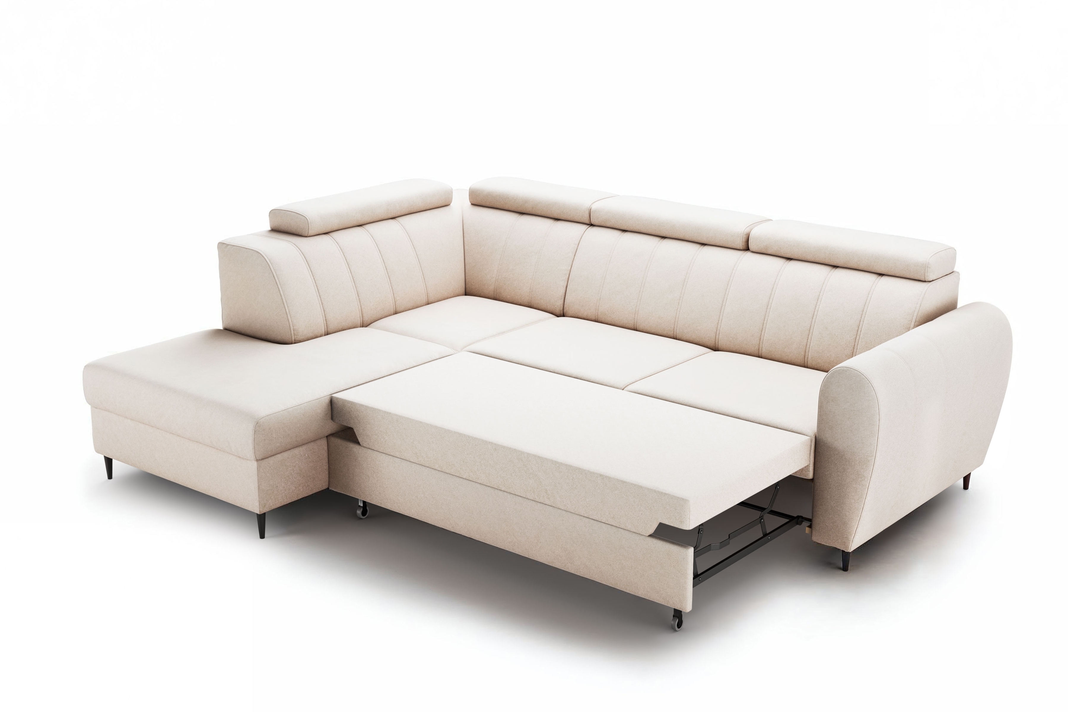 Rozkladacia rohová sedacia súprava Celias L ľavá - béžový zamat Paros 2 Rohová sedacia súprava s funkciou spania Celias L Ľavá strana - béžový zamat Paros 2