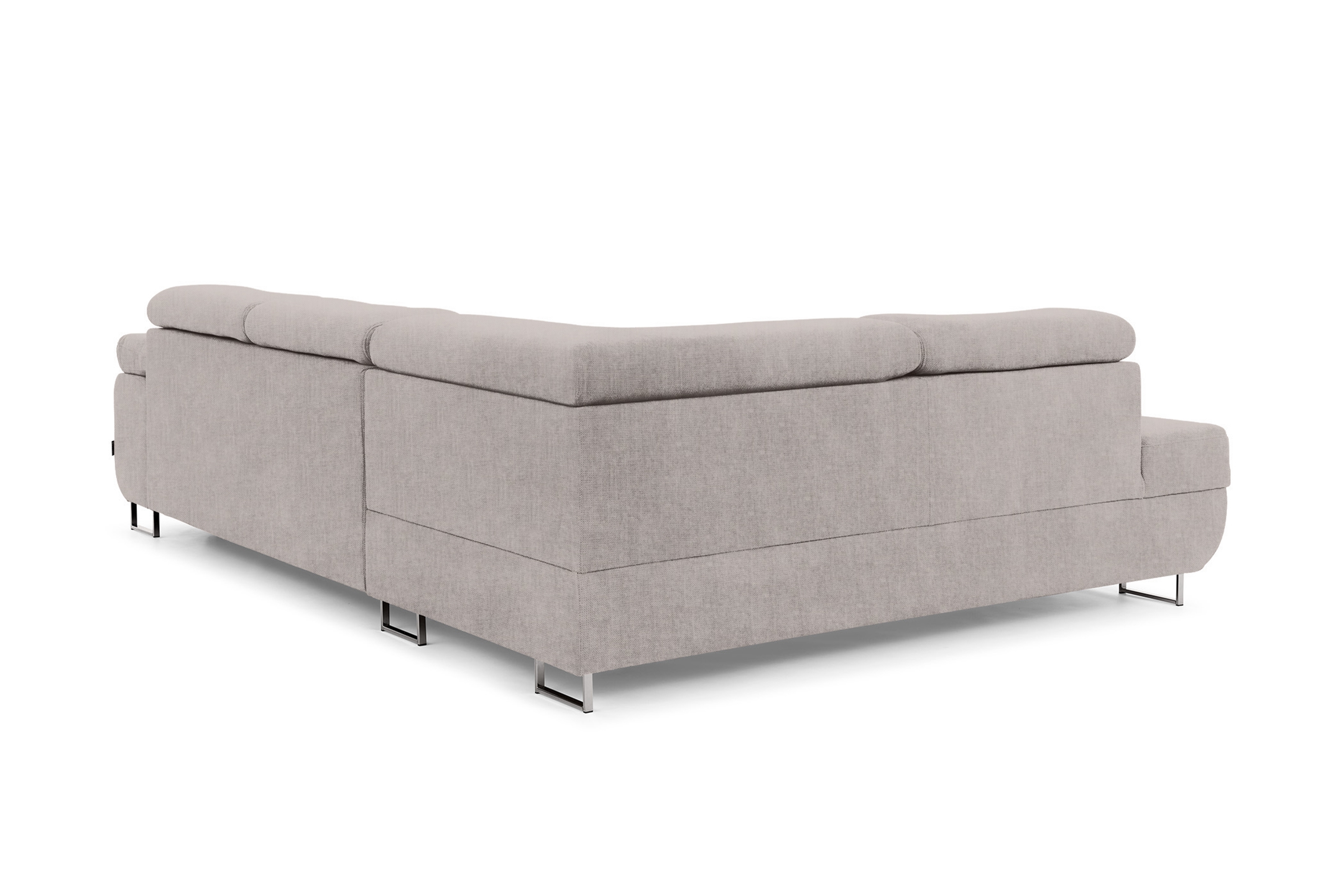 Rozkladacia rohová sedacia súprava Annabelle L ľavá - béžový ľahkočistiaci velúr Maya 01 / chrómové nožičky Rohová sedacia súprava s funkciou spania Annabelle Ľavá strana - Béžová látka Maya 01