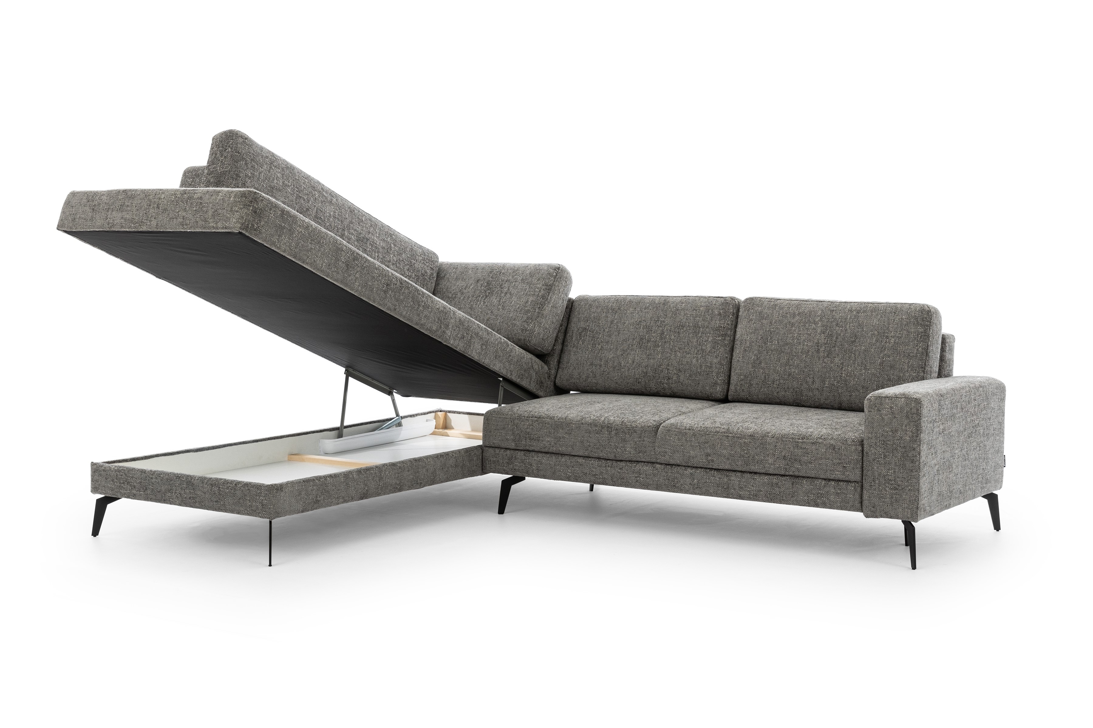 Rohová sedacia súprava Elentio L ľavá s funkciou spania - sivá tkanina Magni 206.13 Rohová sedacia súprava s funkciou spania Elentio L Ľavý - šedá plecionka Magni 206.13