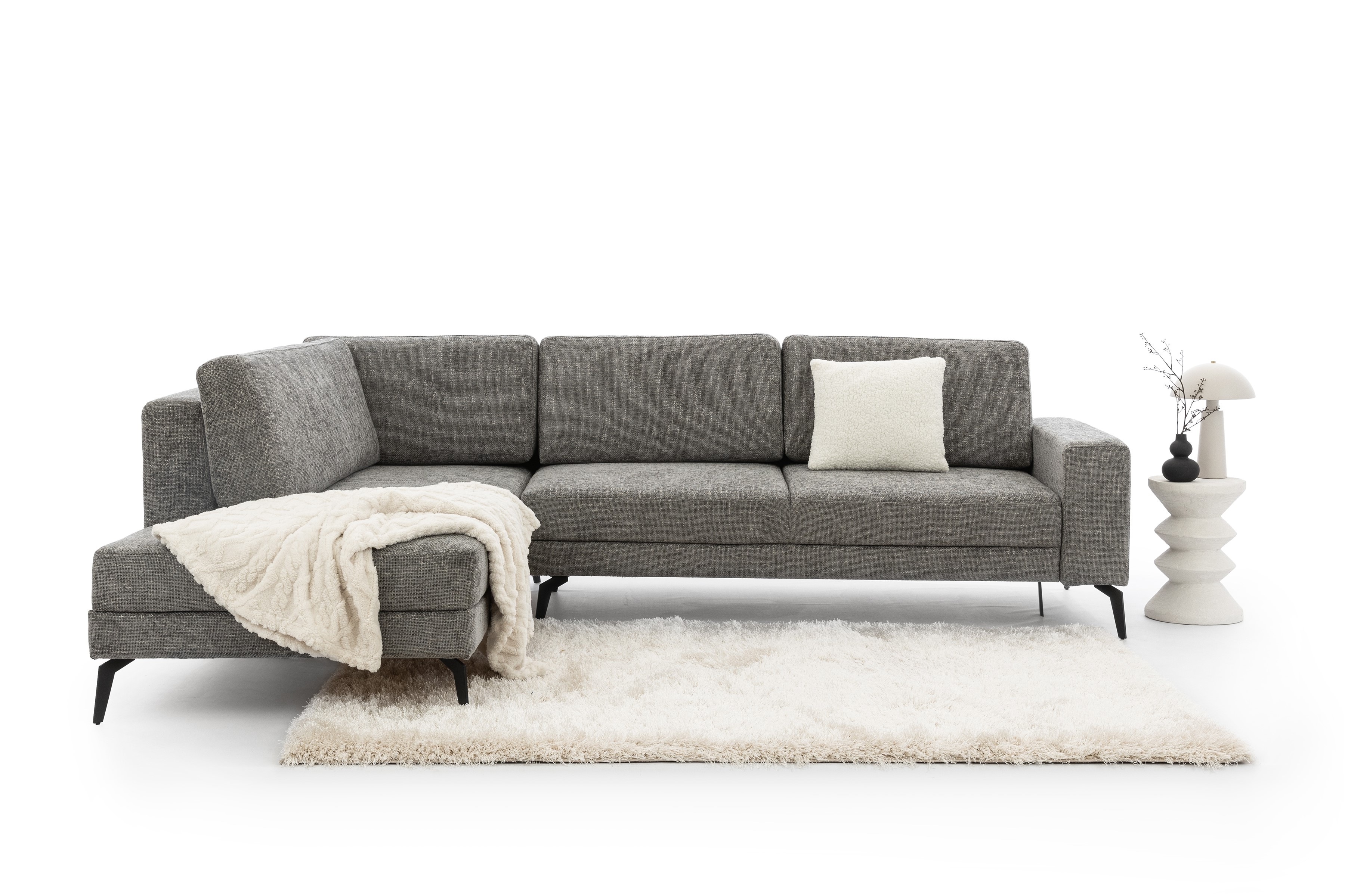 Rohová sedacia súprava Elentio L ľavá s funkciou spania - sivá tkanina Magni 206.13 Rohová sedacia súprava s funkciou spania Elentio L Ľavý - šedá plecionka Magni 206.13