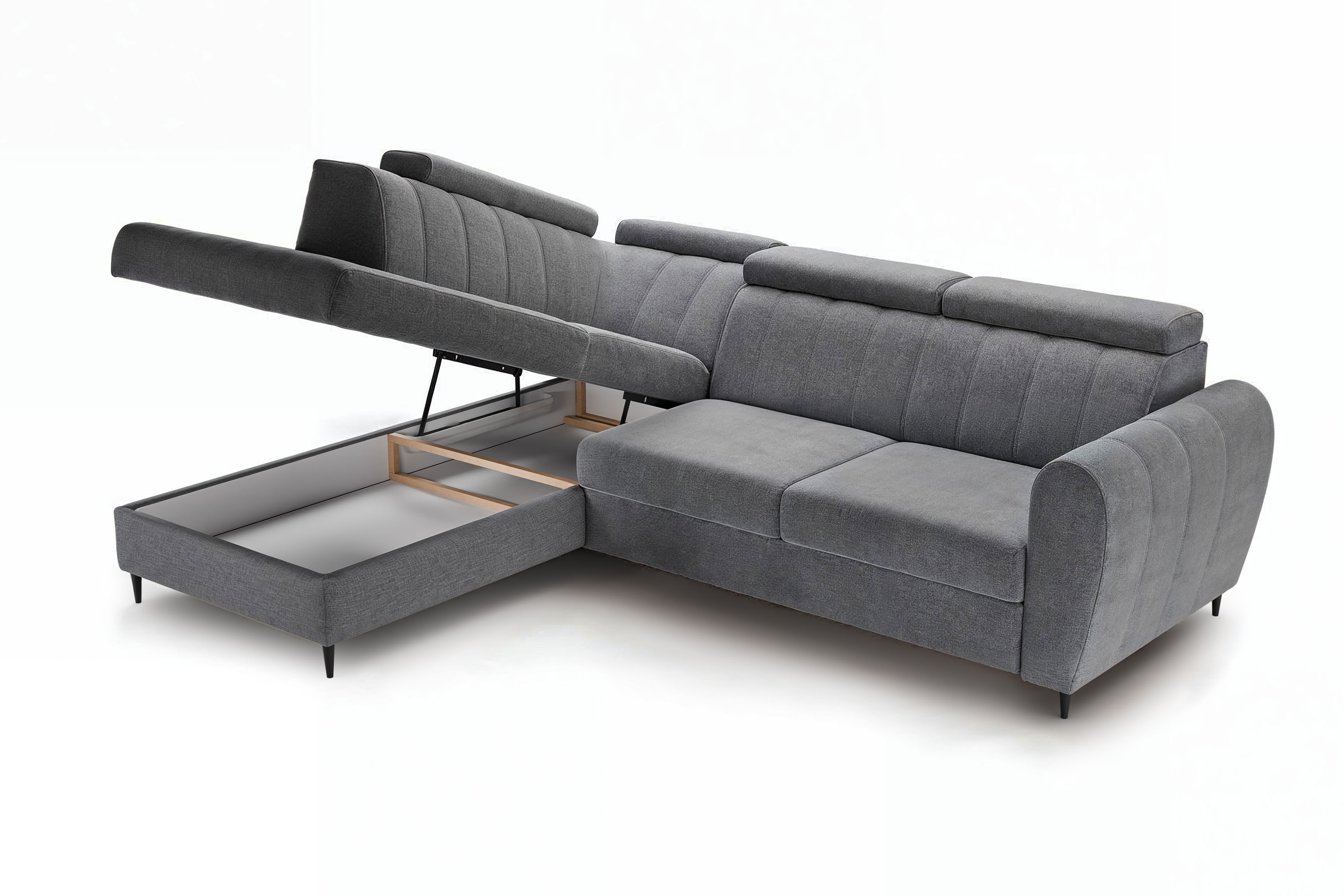 Rozkladacia rohová sedacia súprava Celias L ľavá - šedý zamat Kronos 22 Rohová sedacia súprava s funkciou spania Celias L Ľavá strana - šedý zamat Kronos 22