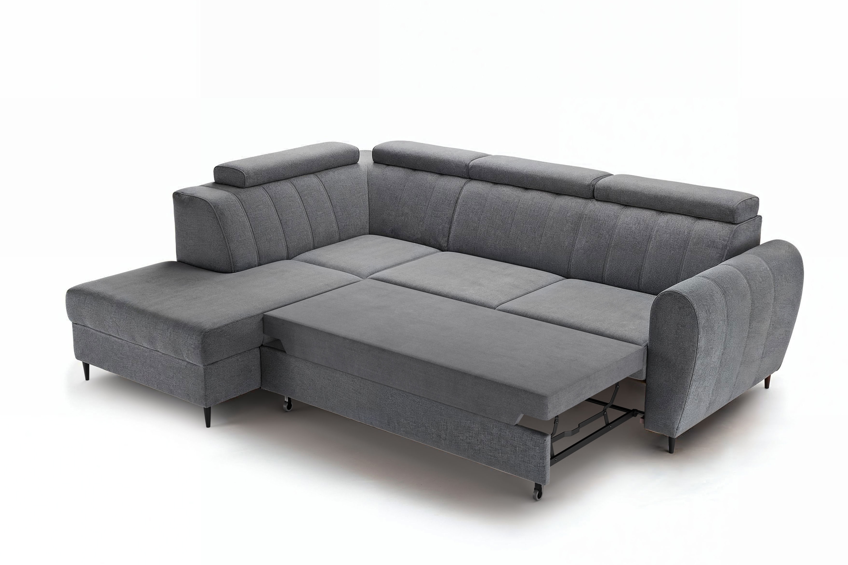 Rozkladacia rohová sedacia súprava Celias L ľavá - šedý zamat Kronos 22 Rohová sedacia súprava s funkciou spania Celias L Ľavá strana - šedý zamat Kronos 22