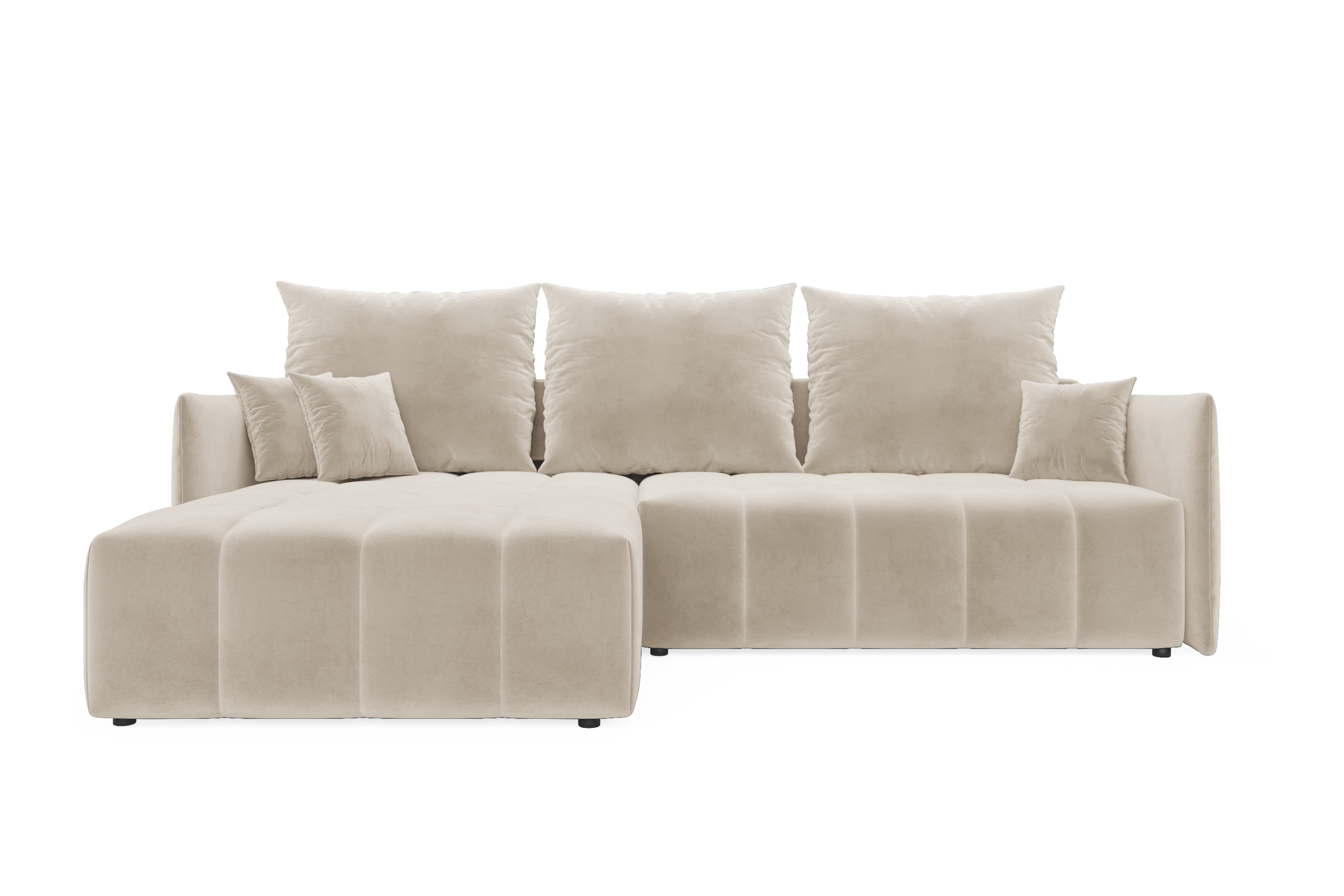 Colțar Alyssia extensibil stânga - bej catifea Matt Velvet 8 Coltar cu functie de dormit Alyssia stânga - bej catifea Matt Velvet 8