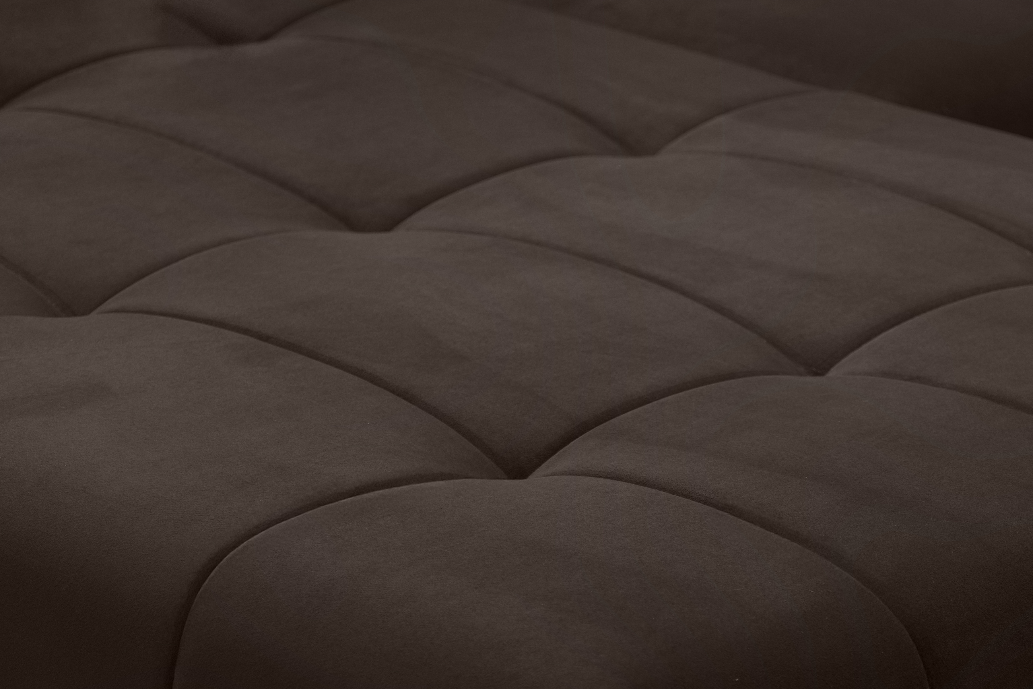 Rozkládací rohová sedací souprava Alyssia levá - hnědá samet Matt Velvet 29 Rohová sedací souprava rozkládací Alyssia levá - hnědá samet Matt Velvet 29