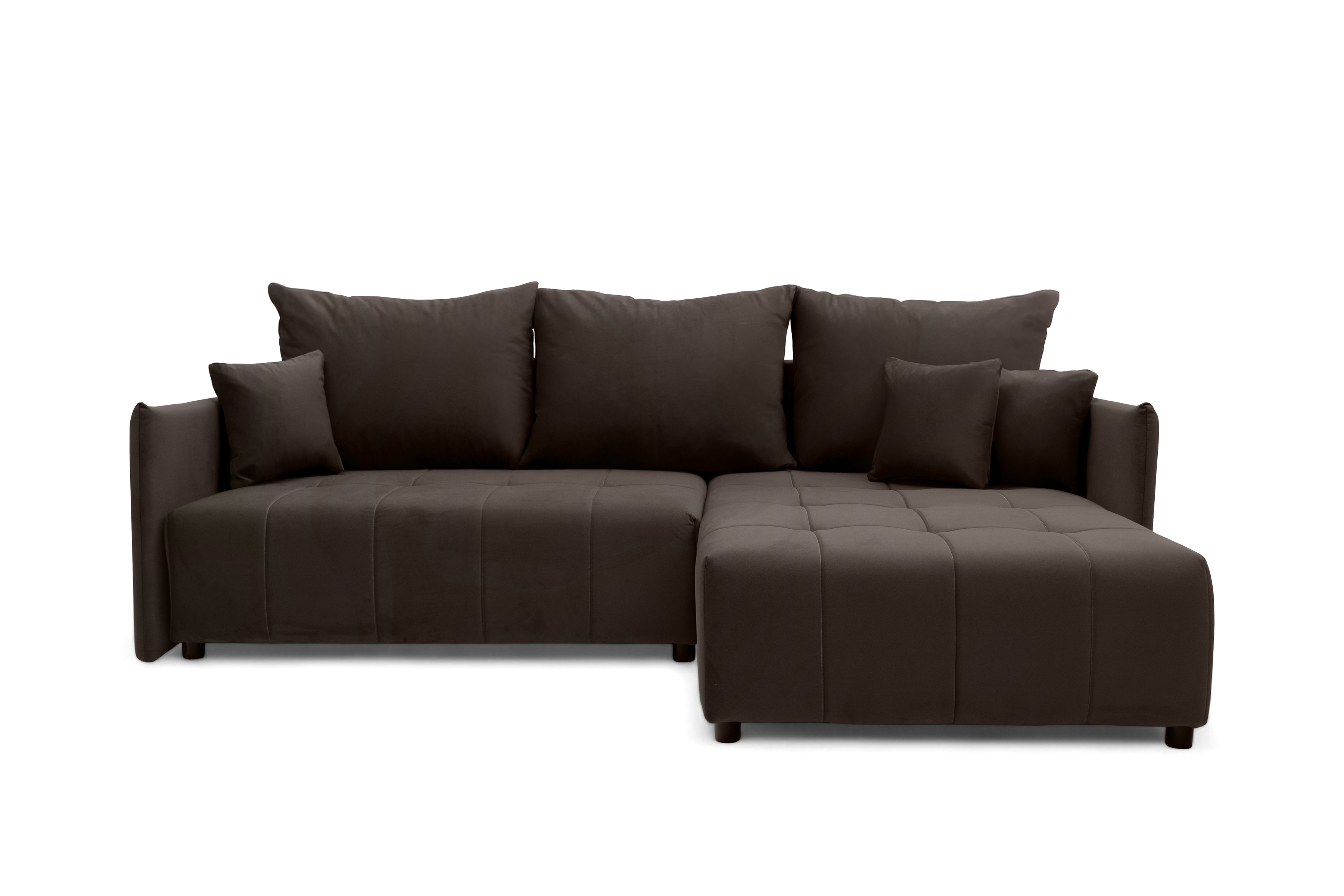 Rozkladacia rohová sedacia súprava Alyssia pravá - hnedý zamat Matt Velvet 29 Rohová sedacia súprava s funkciou spánku Alyssia pravá strana - Hnedý zamat Matt Velvet 29