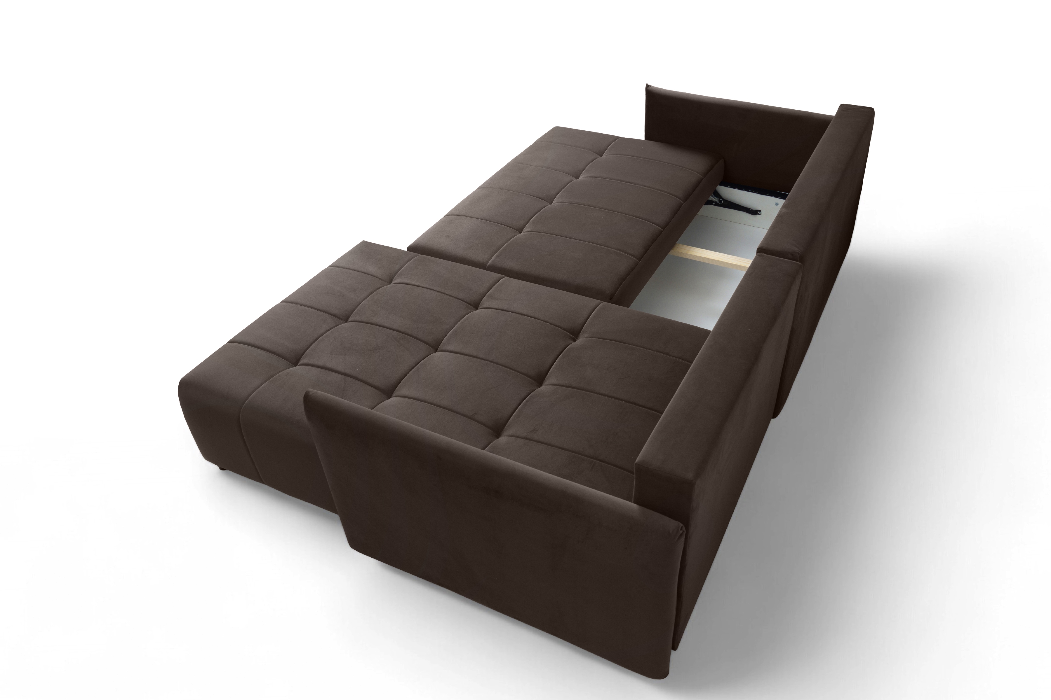 Rozkladacia rohová sedacia súprava Alyssia pravá - hnedý zamat Matt Velvet 29 Rohová sedacia súprava s funkciou spánku Alyssia pravá strana - Hnedý zamat Matt Velvet 29