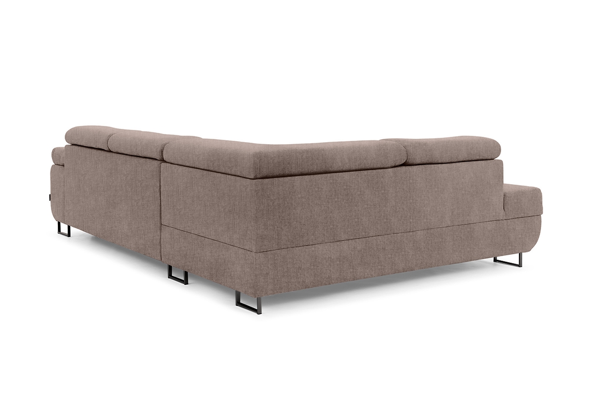 Rozkladacia rohová sedacia súprava Annabelle L ľavá - béžový velúr Vogue 4 / čierne nožičky Rohová sedacia súprava s funkciou spánku Annabelle L Ľavá strana - béžový velúr hydrofobowy Vogue 4 / nožičky čierny