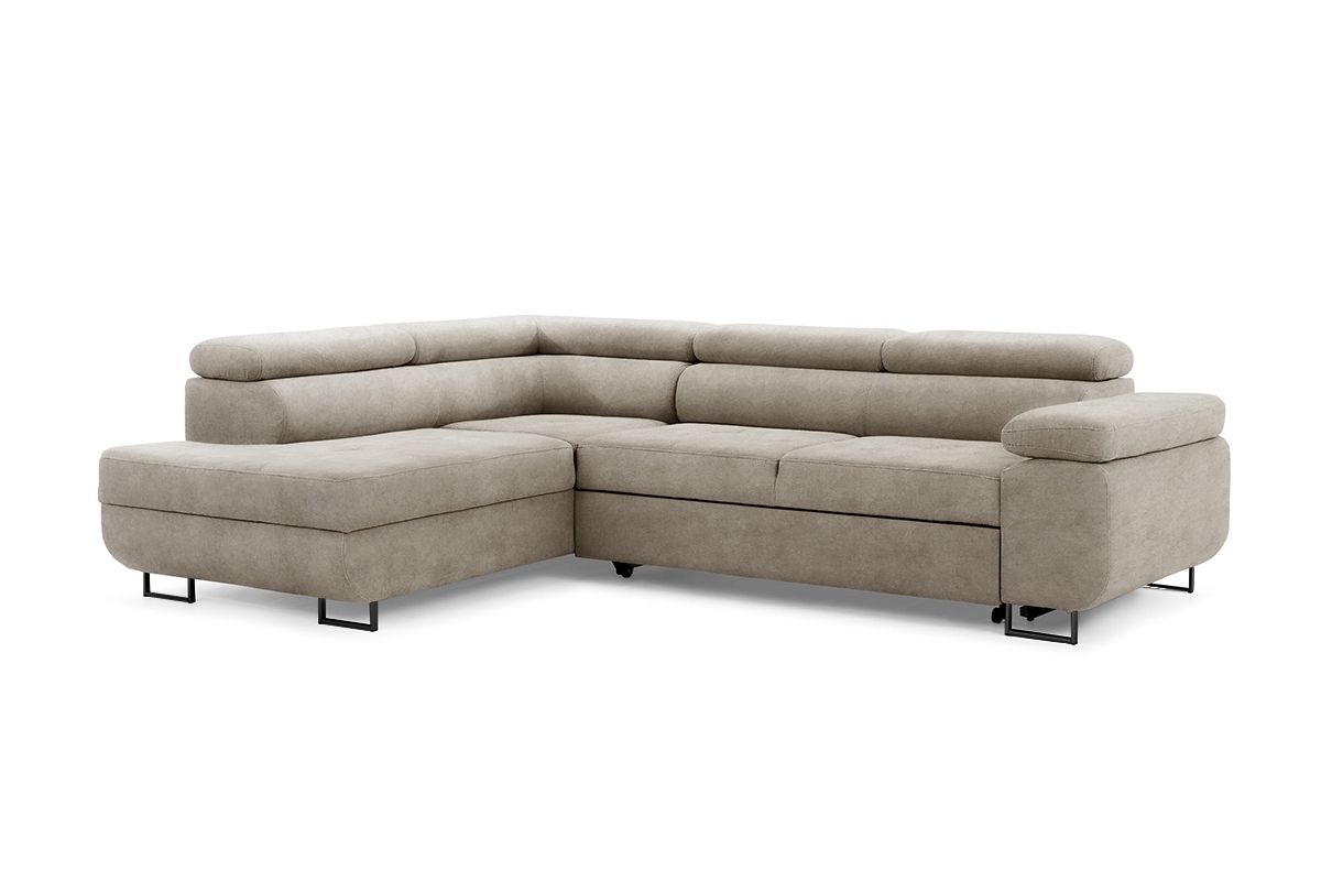 Rozkladacia rohová sedacia súprava Annabelle L ľavá - béžový velúr Zetta 291 / čierne nožičky Rohová sedacia súprava s funkciou spania Annabelle L Ľavá strana - béžový zamat hydrofobowy Zetta 291 / nožičky čierny